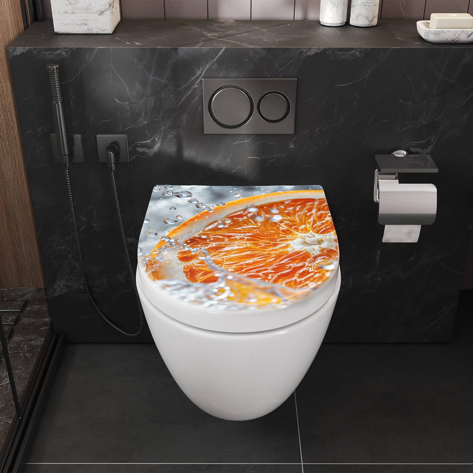 WC-Sitz mit Absenkautomatik Orangenscheibe Spritz