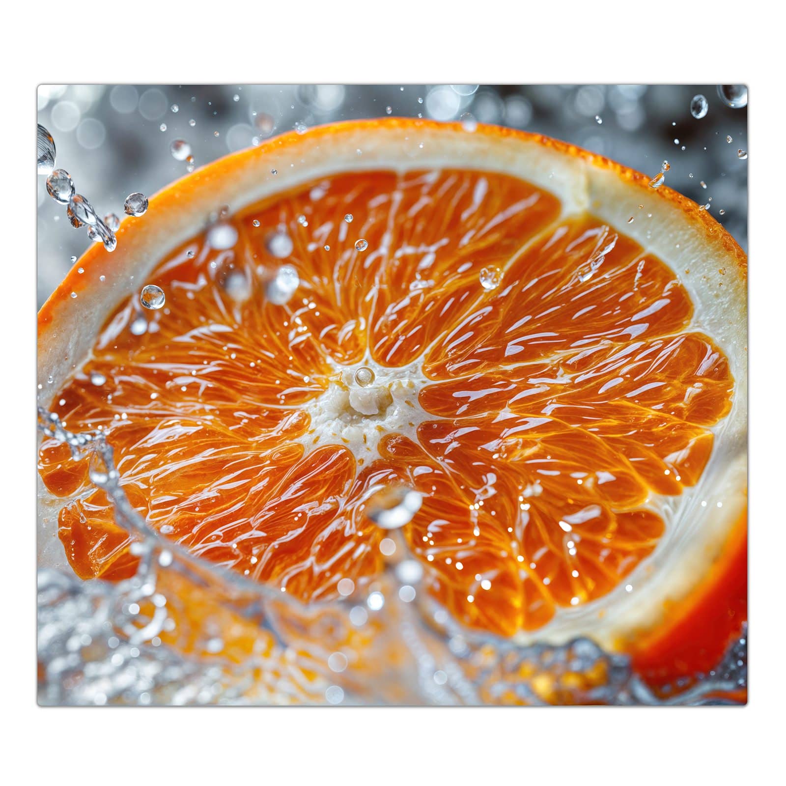 1-teilige Herdabdeckplatte mit Orangenscheibe Spritz-Motiv in der Frontansicht #grösse_1-Teilig (60x52cm)