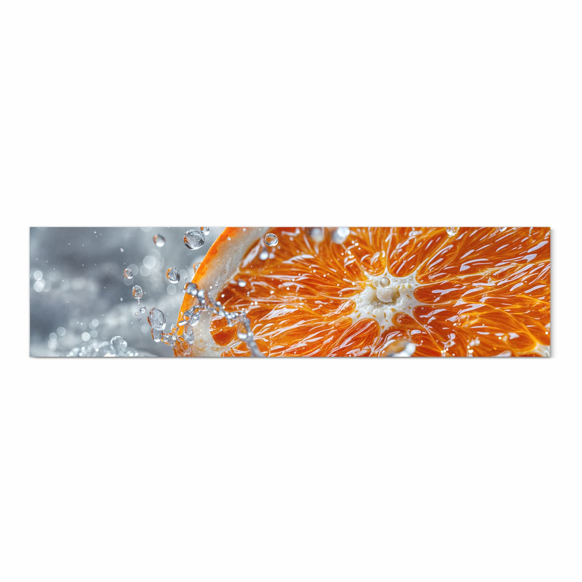 Dünner Küchenteppich mit Motiv Orangenscheibe Spritz in Frontansicht für Ordnung & Übersicht