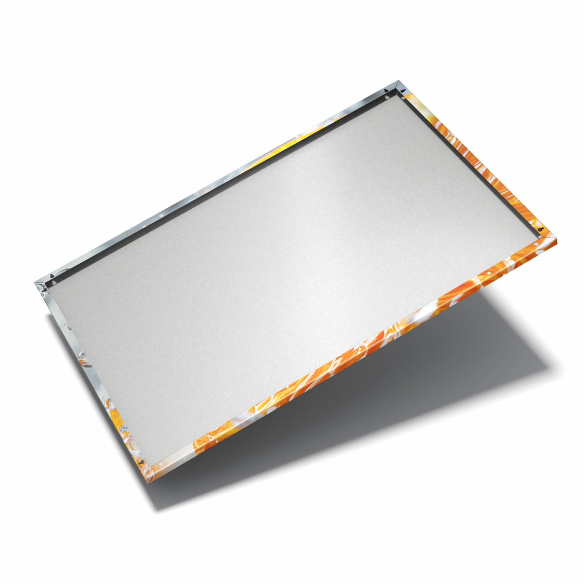 Nur 7 mm – liegt eng an der Wand – Metall Magnettafel - Orangenscheibe im Wasser