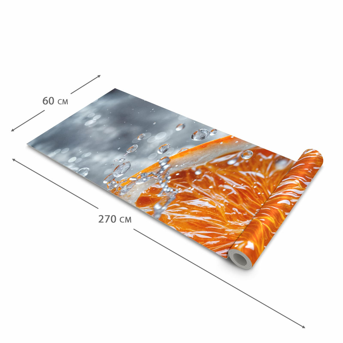 Pflegeleichter rutschfester Küchenteppich mit Motiv Orangenscheibe Spritz in der Grösse 60x120 cm