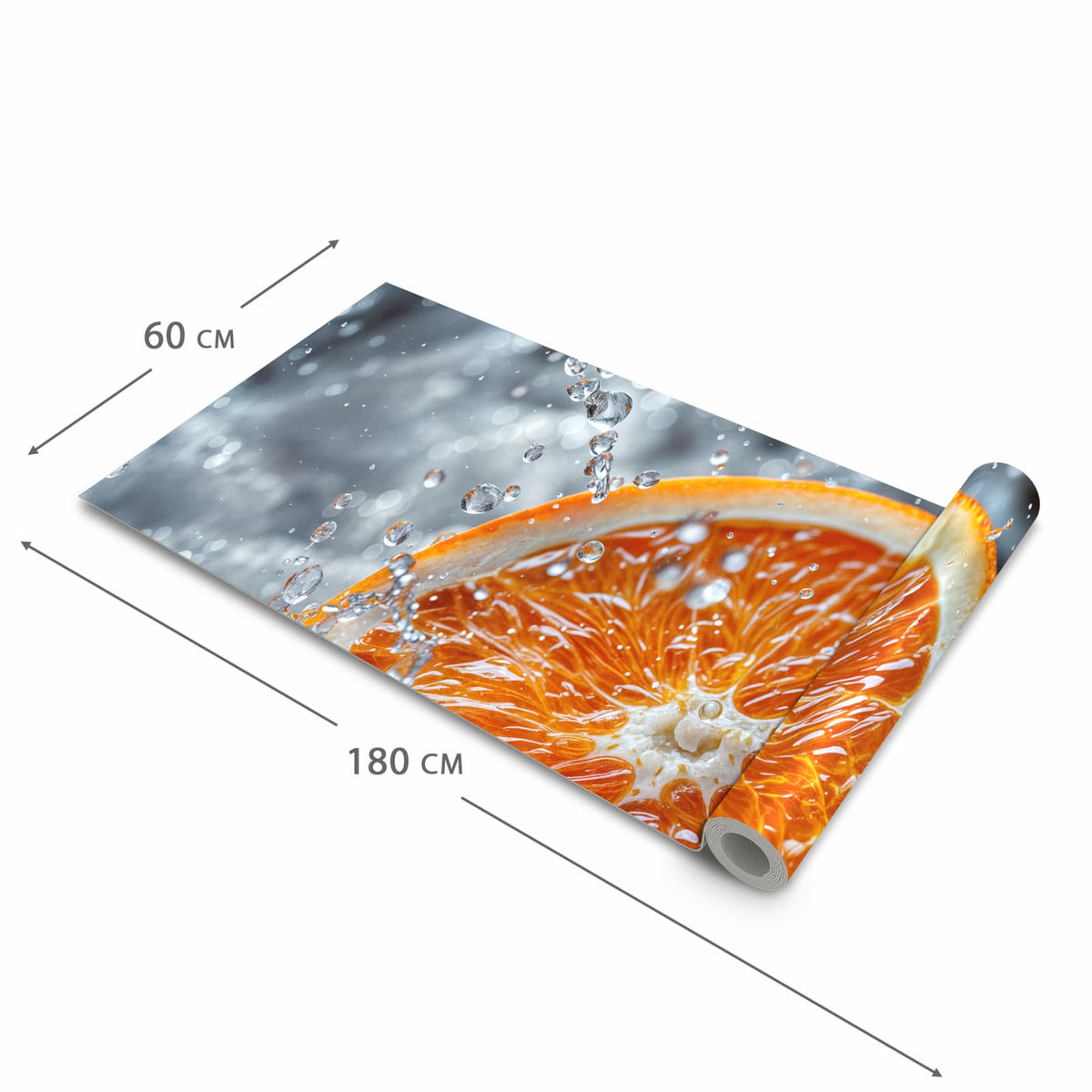 Langlebiger waschbarer Küchenteppich mit Motiv Orangenscheibe Spritz in der Größe 60x120 cm