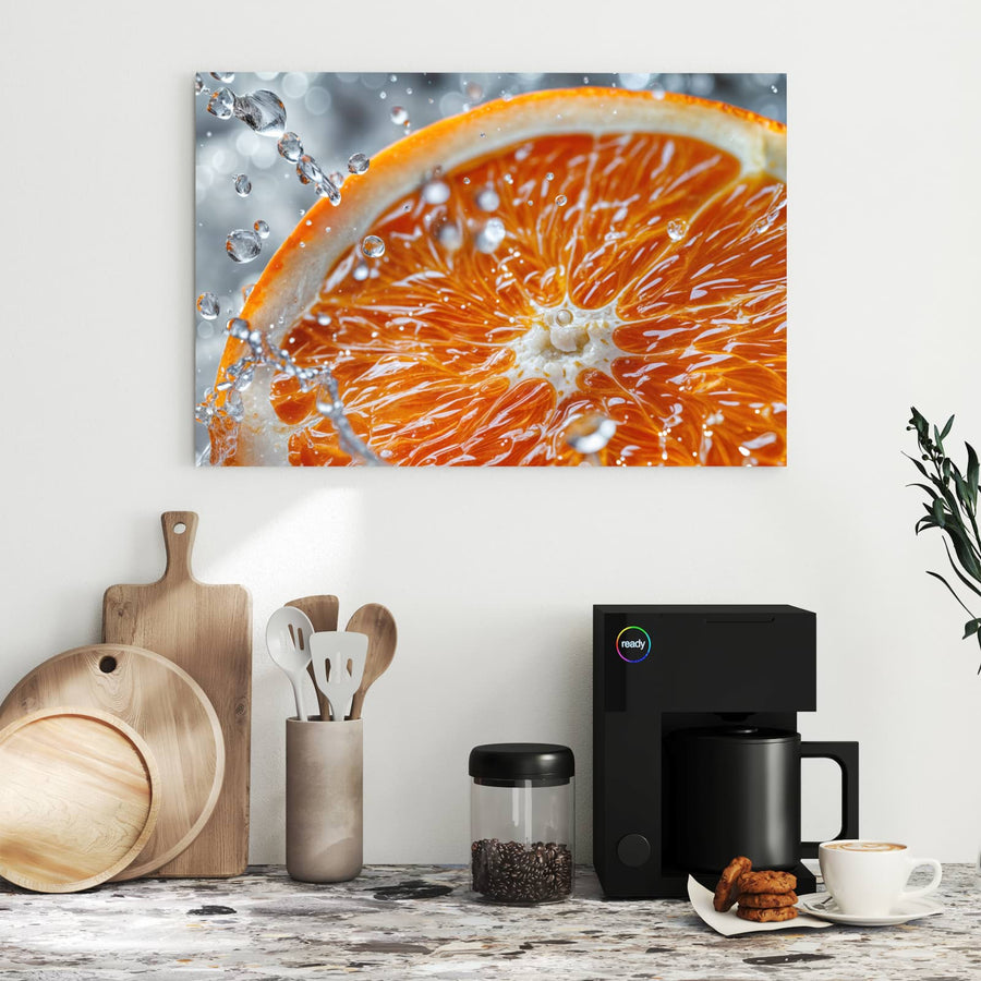 Maße Metall Magnettafel - Orangenscheibe im Wasser