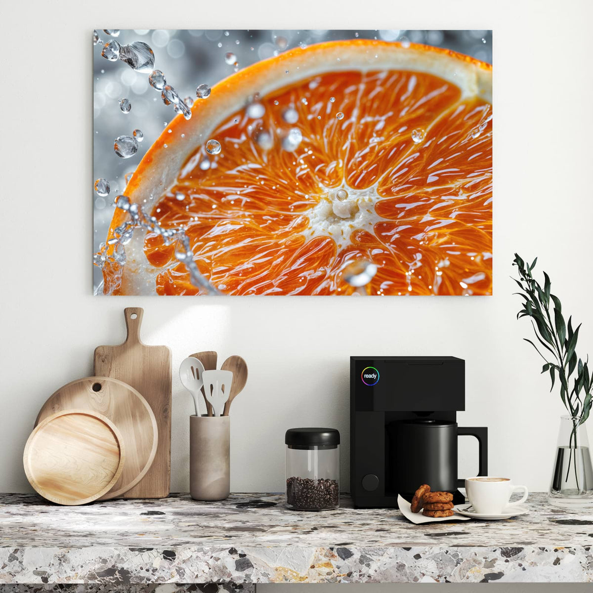 Metall Magnettafel - Orangenscheibe im Wasser – Orangenscheibe im Wasserspritzer
