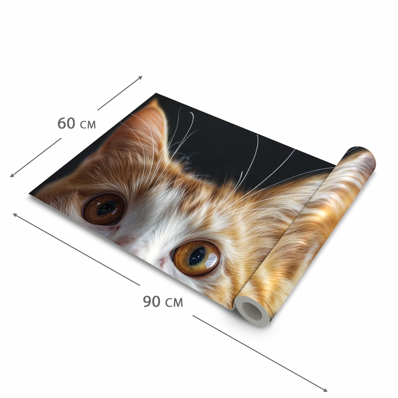 Formstabiler waschbarer Küchenteppich mit Motiv Sanfte Katzenaugen in der Grösse 90x240 cm