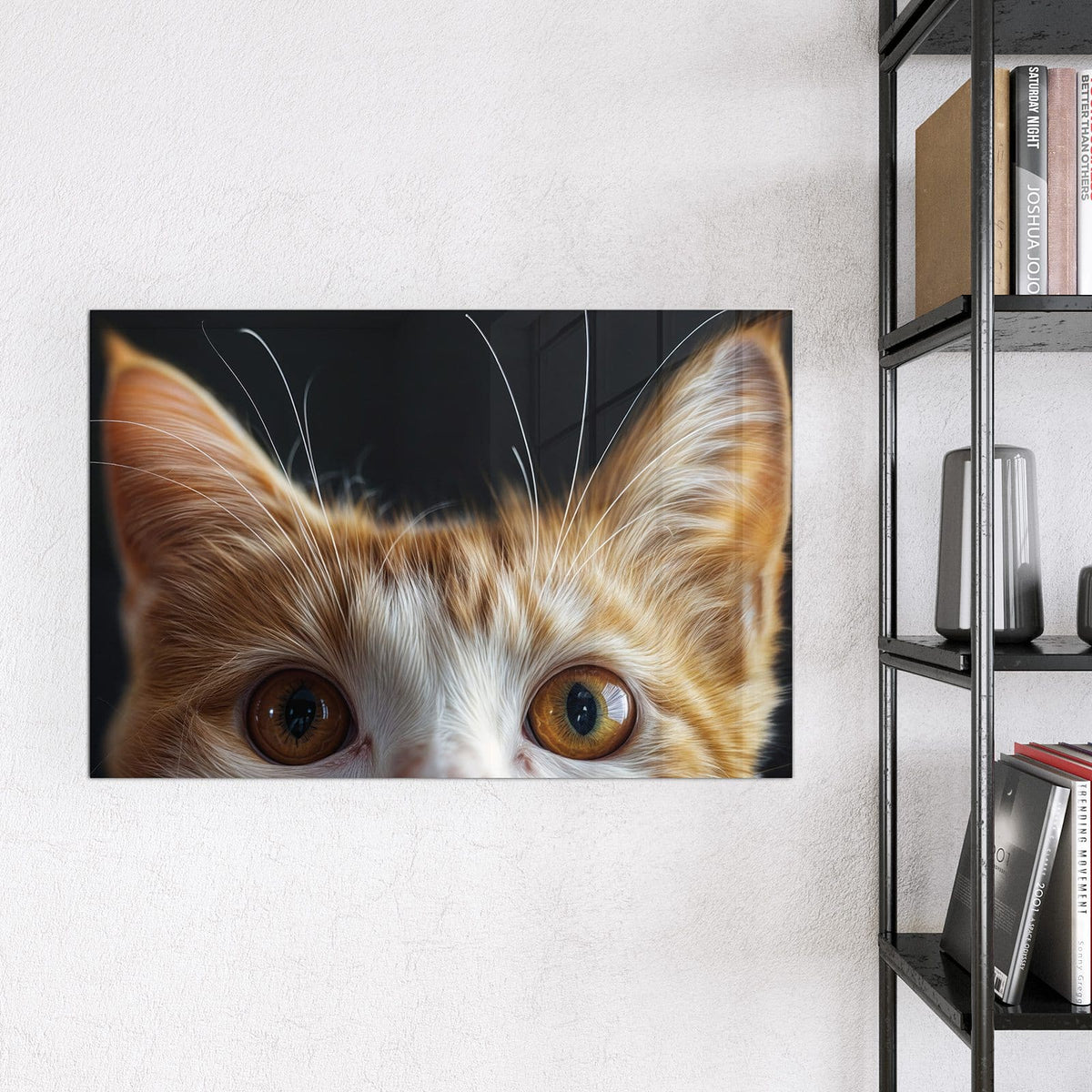 Magnettafel - Katze mit Bernsteinaugen – Bernsteinaugen vor dunklem Hintergrund
