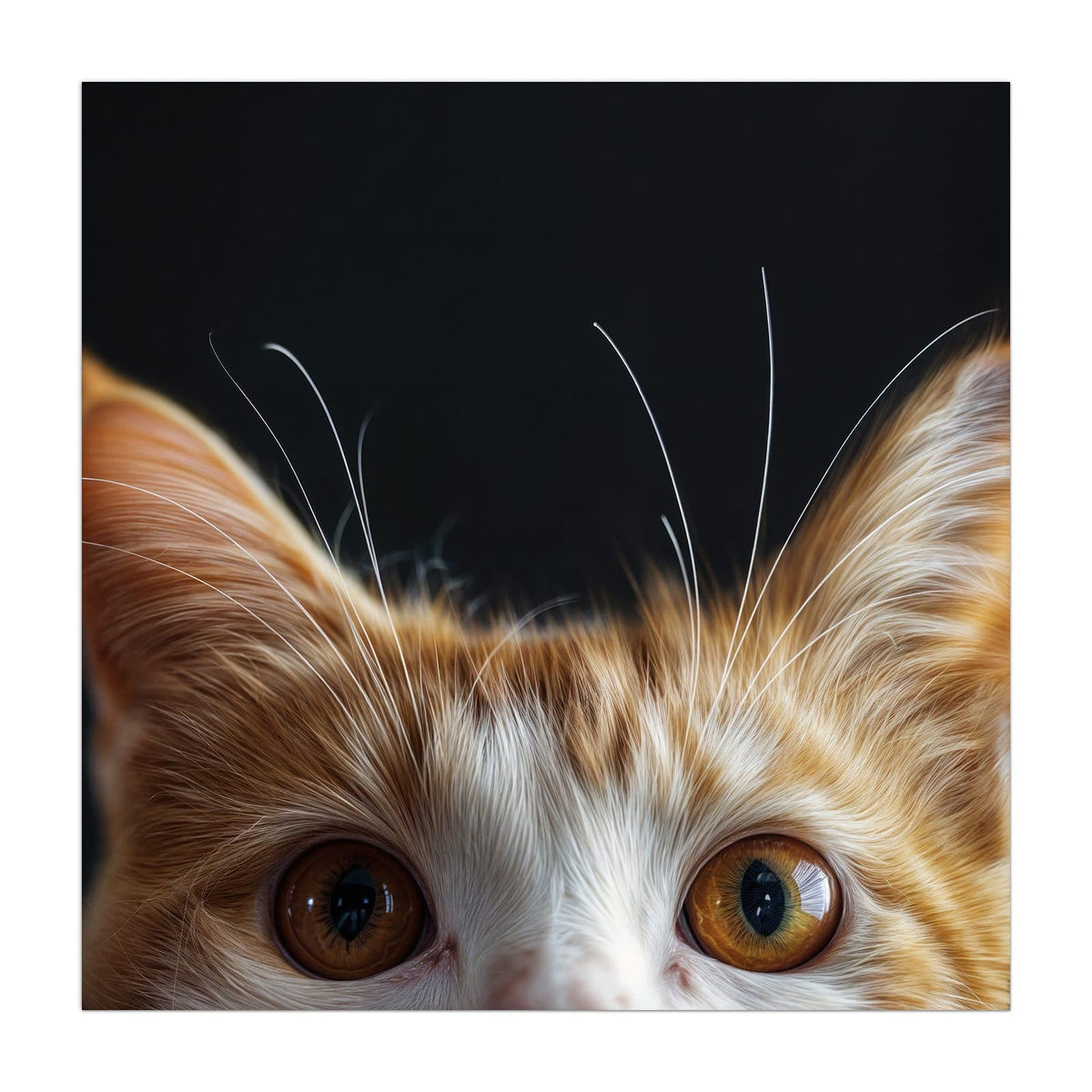 Küchenrückwand aus Glas Katze mit Bernsteinaugen im quadratischen Format, Motiv bildfüllend von vorn