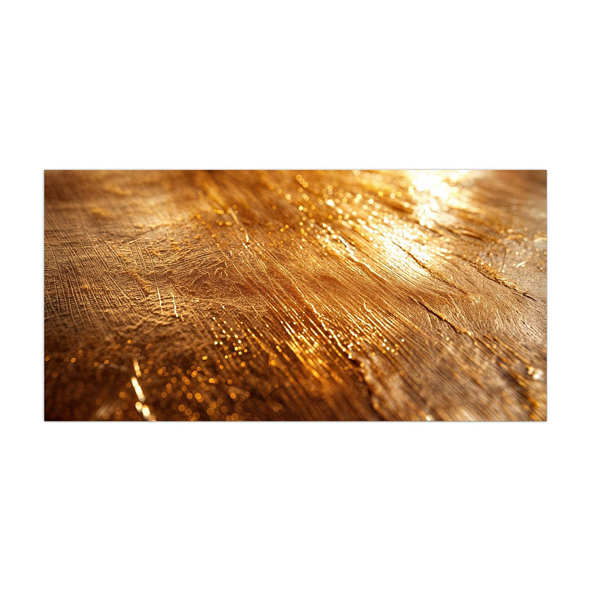 Küchenrückwand aus Glas Schimmerndes Gold im Hochformat, Motiv bildfüllend von vorn