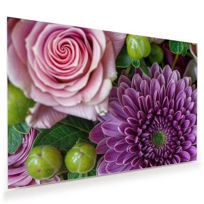 Wandbild mit dem Motiv Rosen und Chrysantheme
