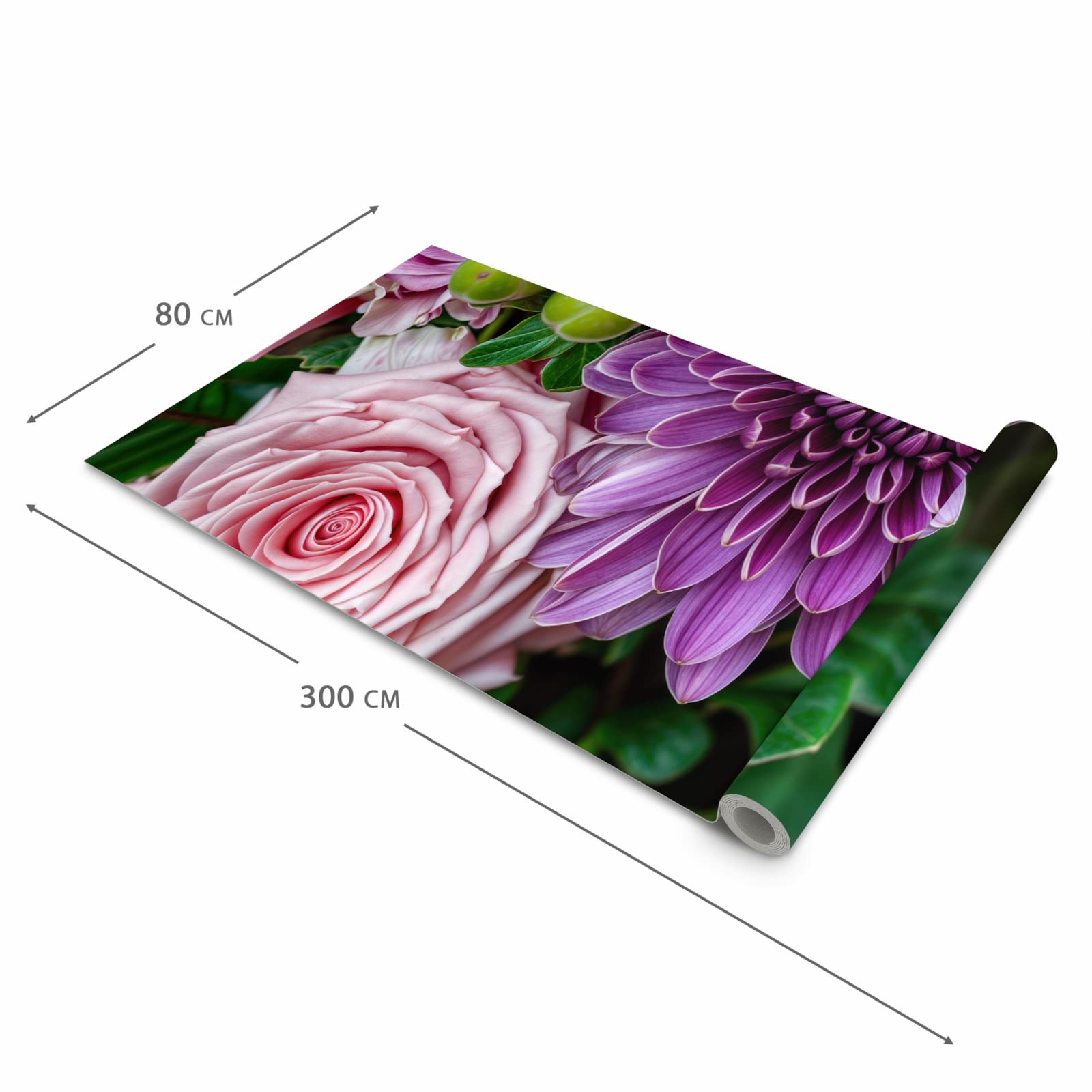 Waschbarer Küchenläufer mit Motiv Sanfte Blumenarrangement in der Grösse 90x240 cm für Trittkomfort