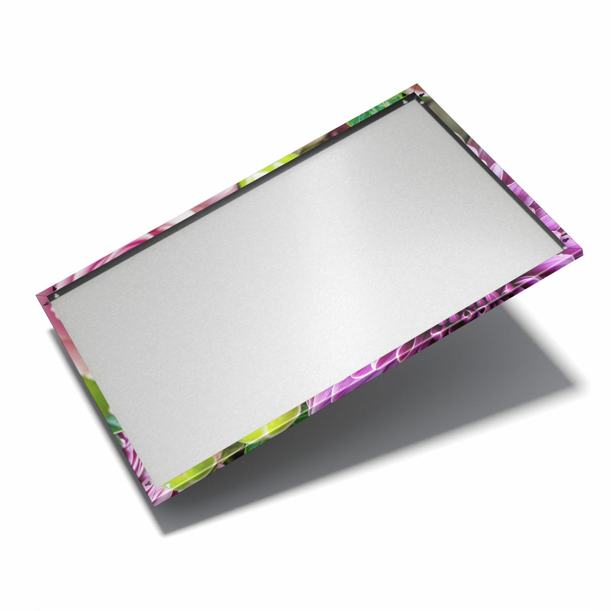 Nur 7 mm – liegt eng an der Wand – Metall Magnettafel - Rosen und Chrysantheme