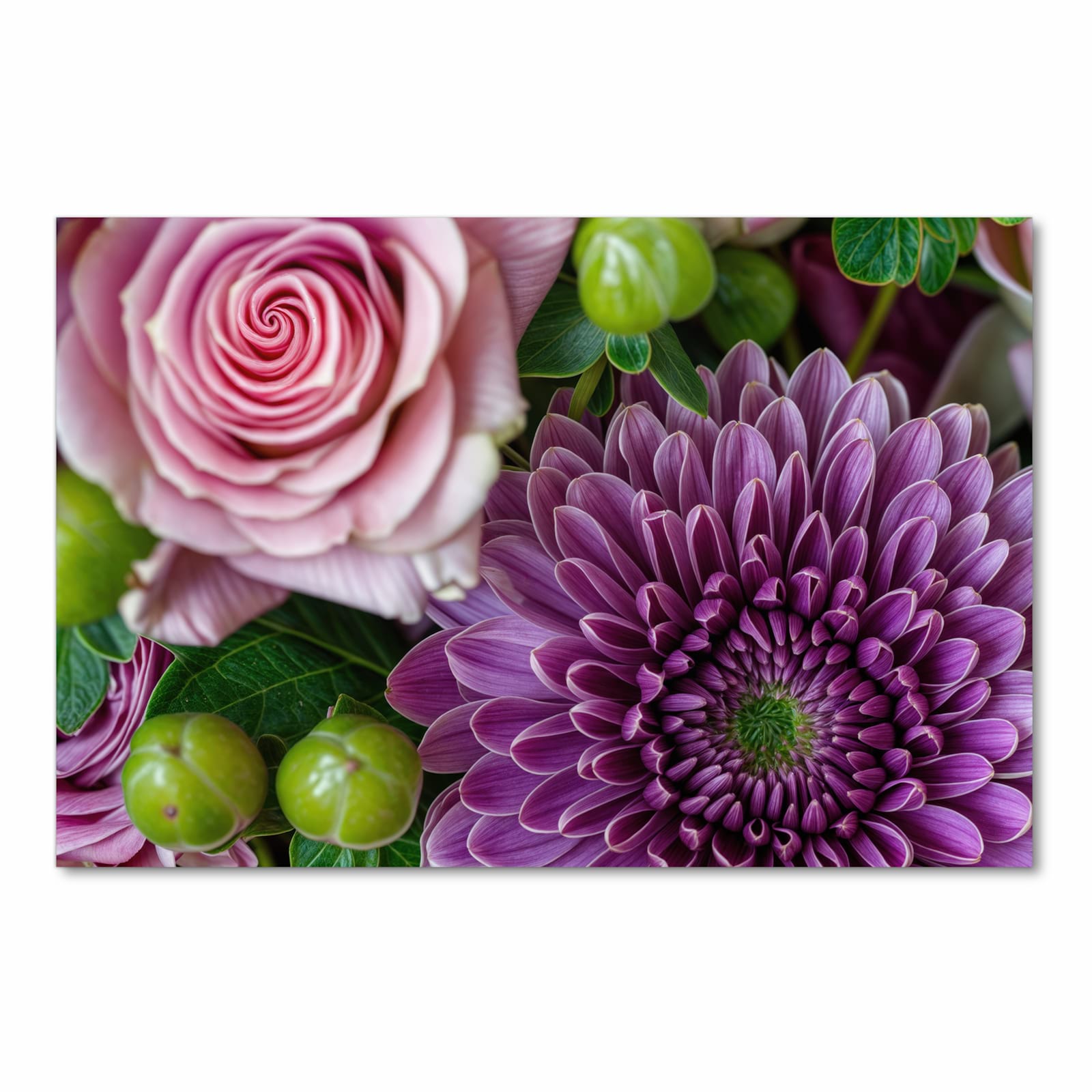 Komfortabler rutschfester Küchenläufer mit Motiv Sanfte Blumenarrangement in Frontansicht