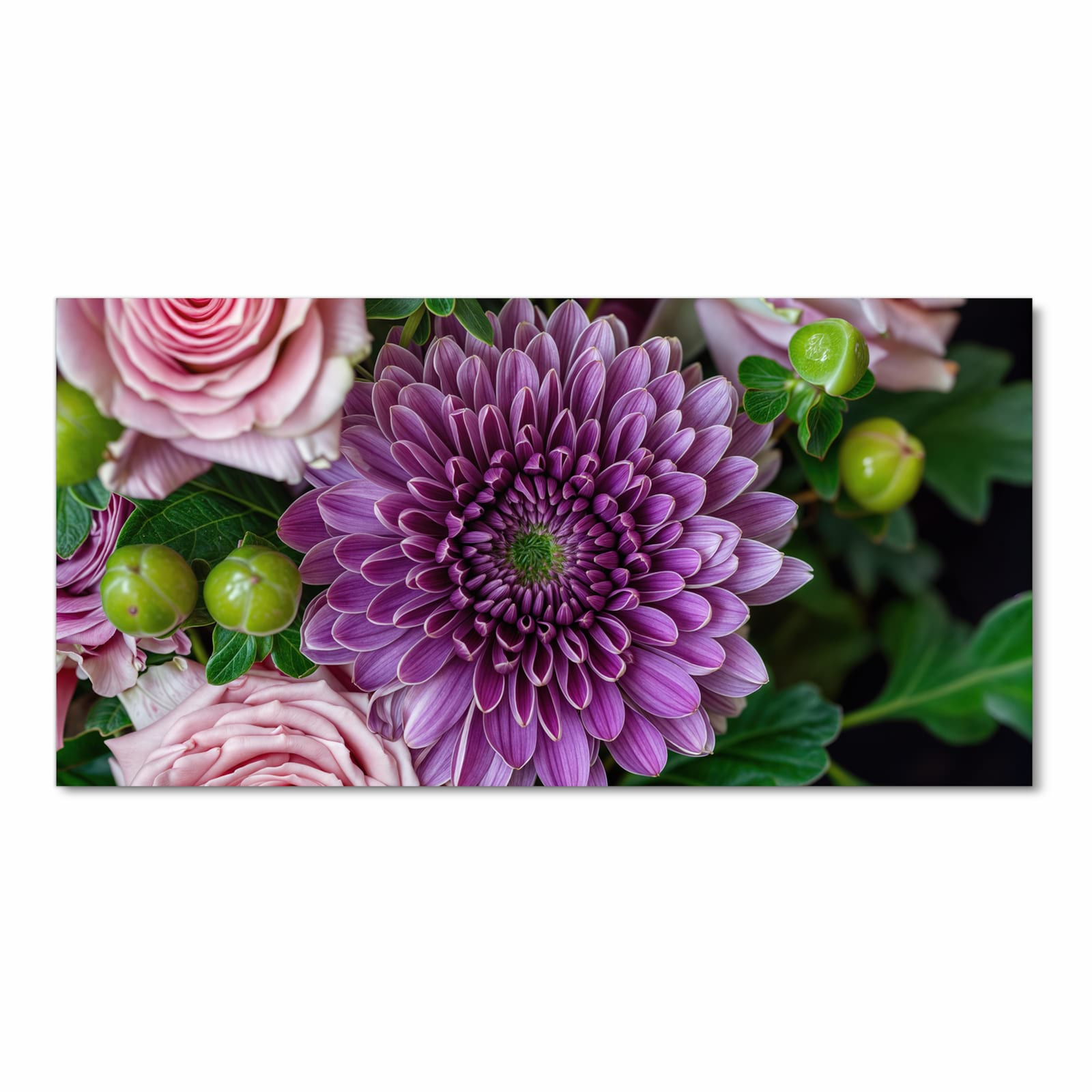 Fleckenresistenter waschbarer Küchenteppich mit Motiv Sanfte Blumenarrangement in Frontansicht