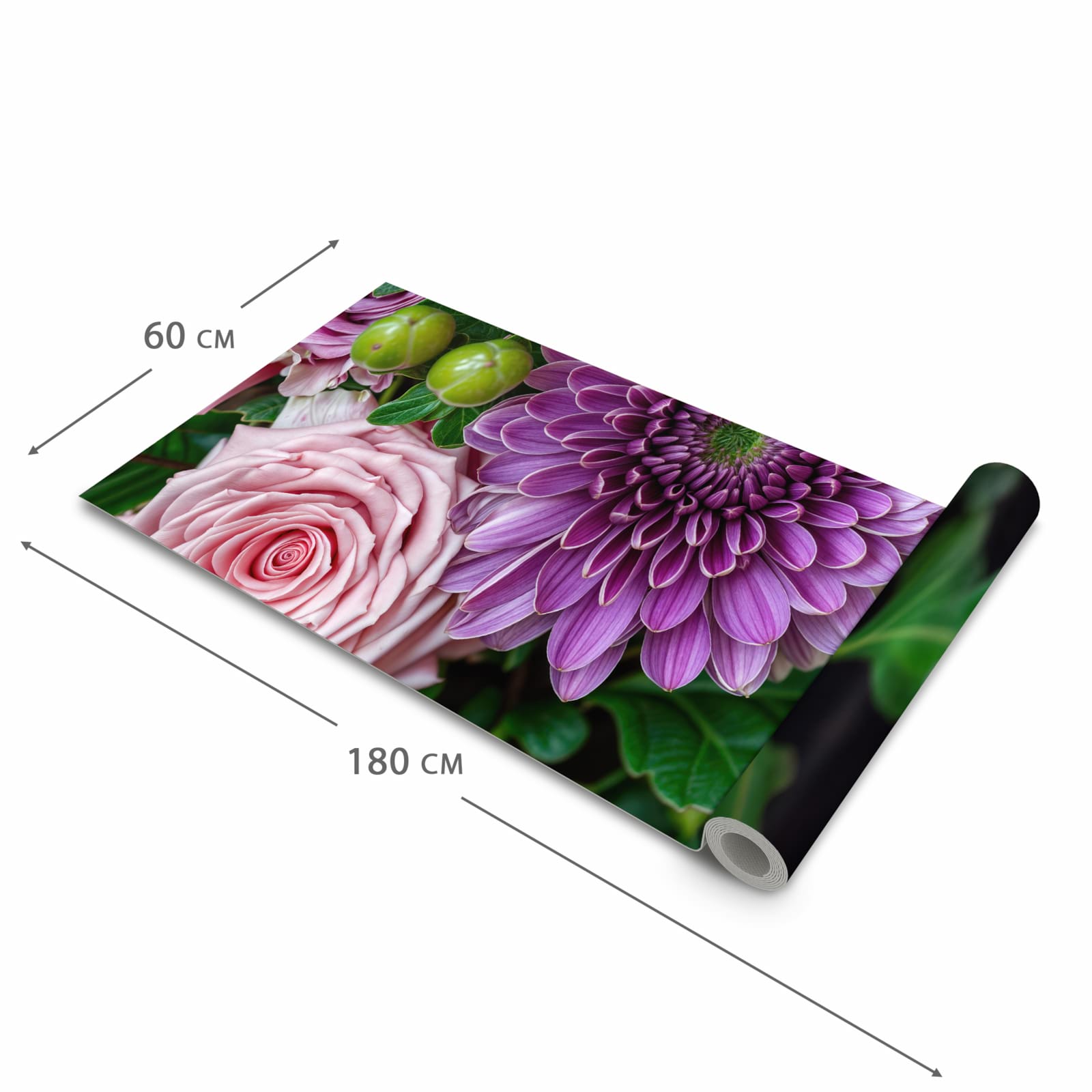 Bodenschonender Küchenläufer mit Motiv Sanfte Blumenarrangement in der Größe 90x180 cm