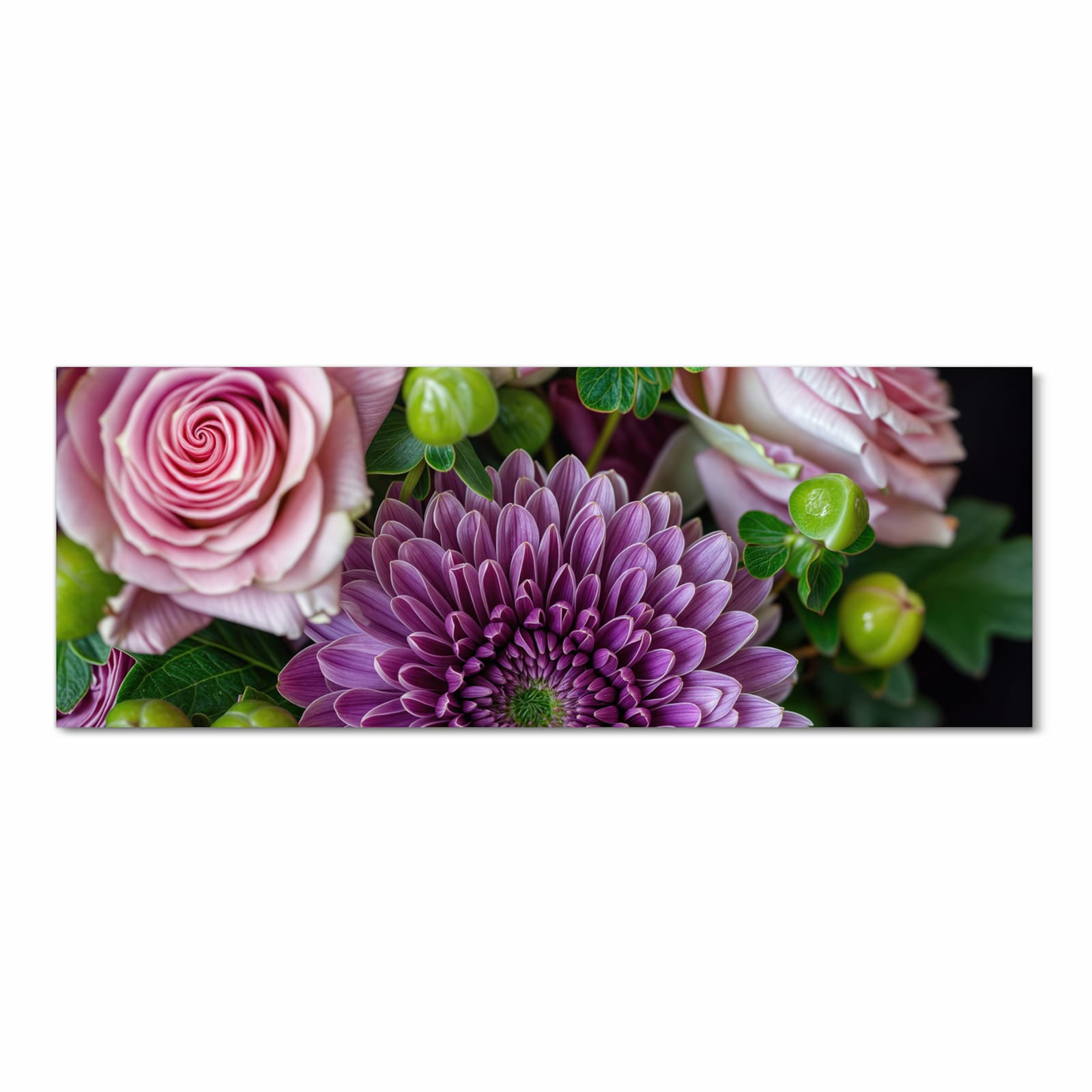 Hygienischer Küchenläufer nach Maß mit Motiv Sanfte Blumenarrangement in Frontansicht