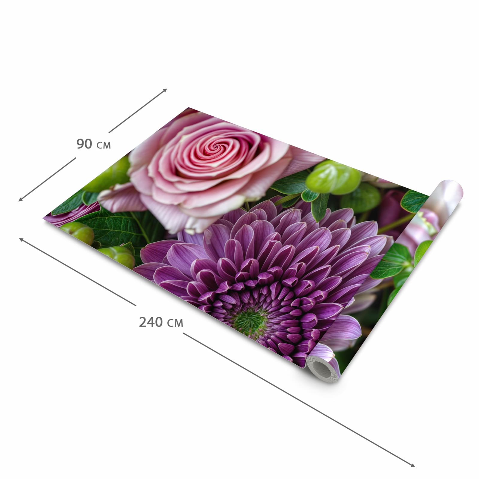 Fleckenresistenter langer Teppich mit Motiv Sanfte Blumenarrangement in der Grösse 90x240 cm