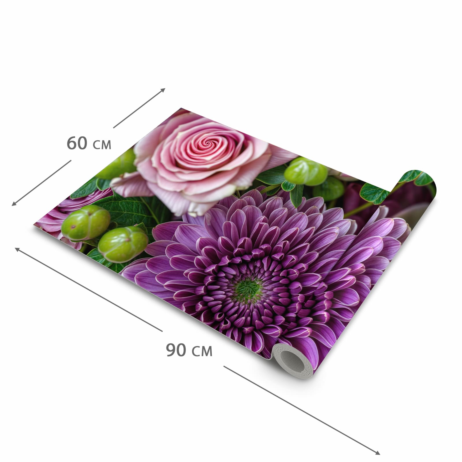 Zeitsparender waschbarer Küchenteppich mit Motiv Sanfte Blumenarrangement in der Grösse 90x180 cm