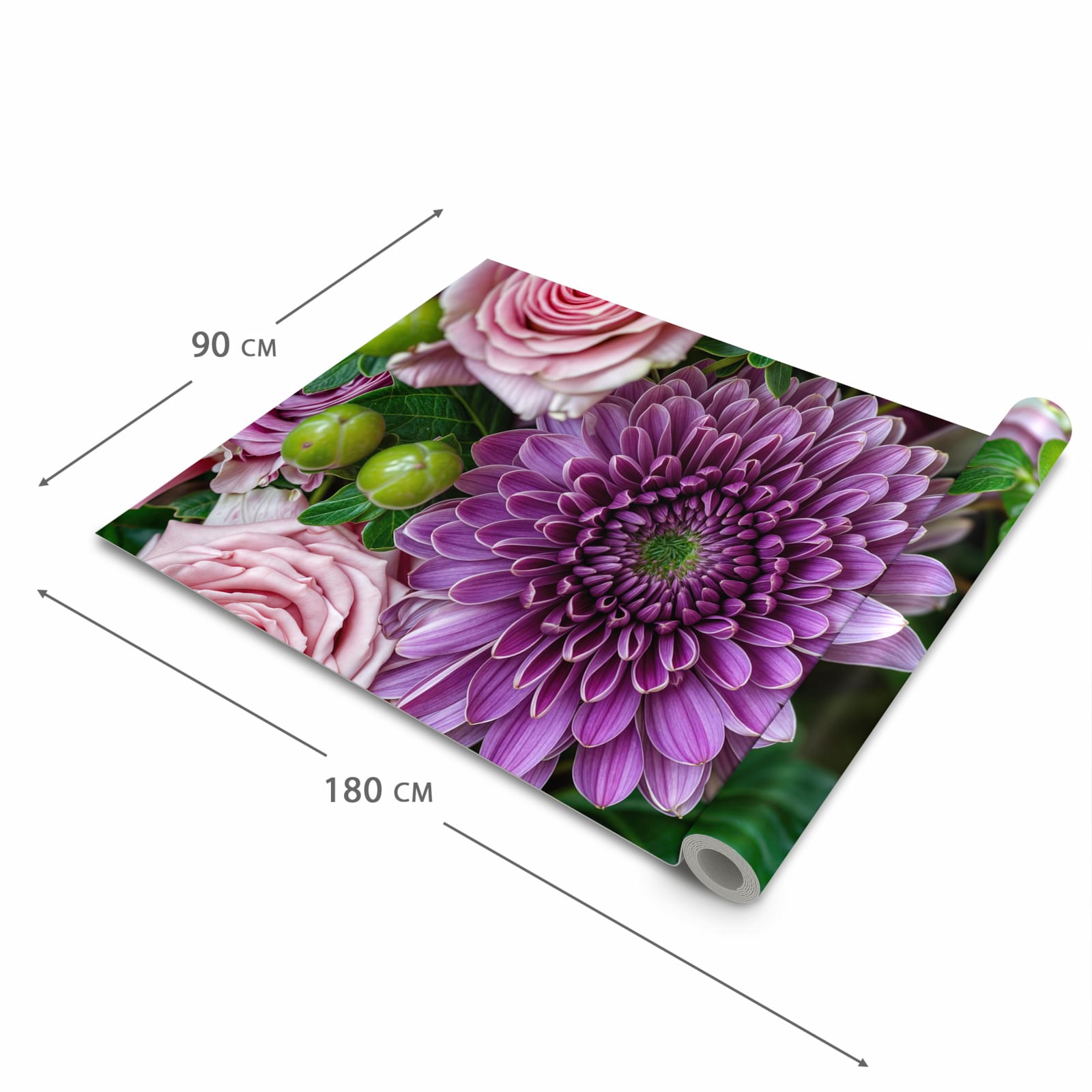 Wasserabweisender waschbarer Küchenläufer mit Motiv Sanfte Blumenarrangement in der Grösse 90x240 cm