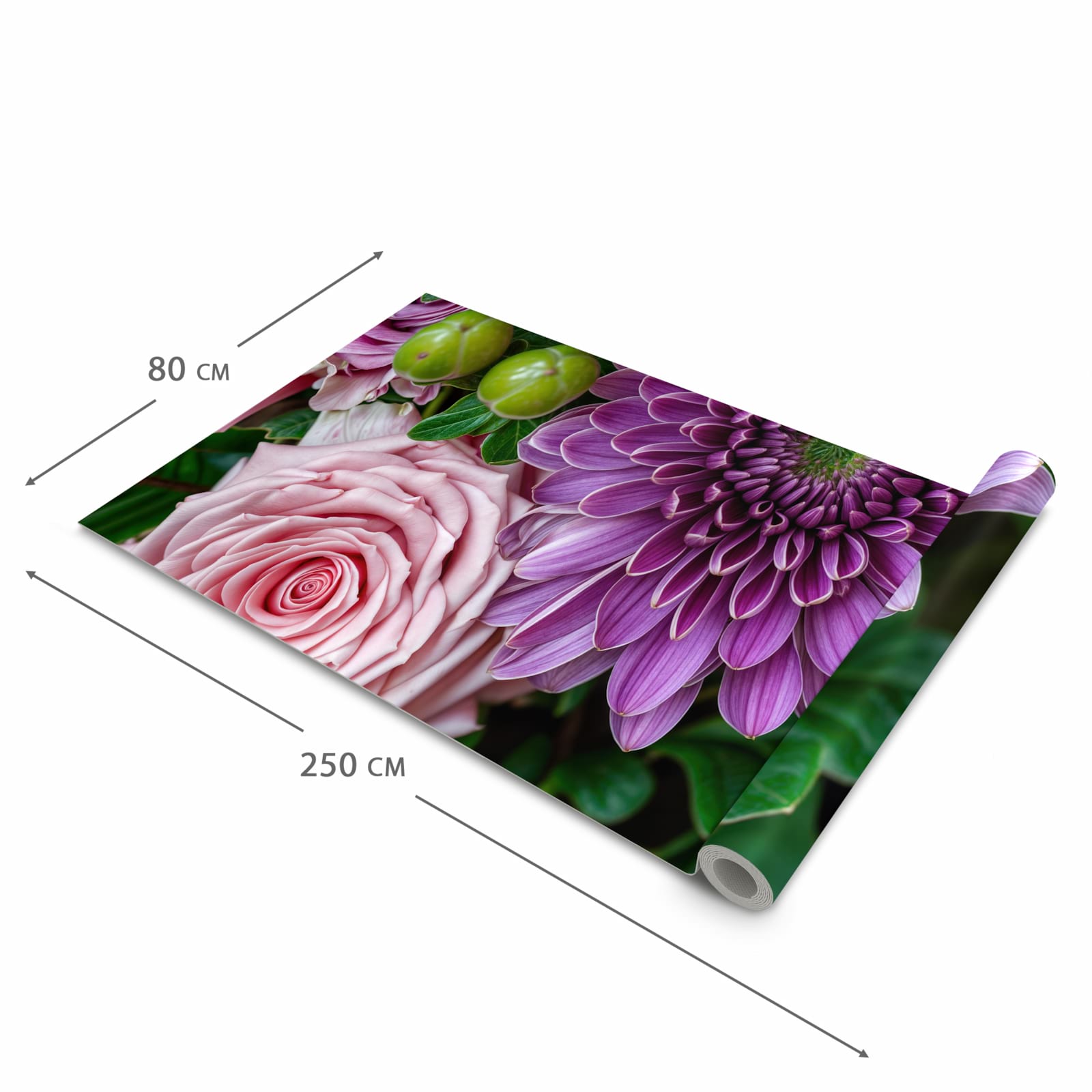 Abriebfester Küchenläufer mit Motiv Sanfte Blumenarrangement in der Grösse 90x180 cm