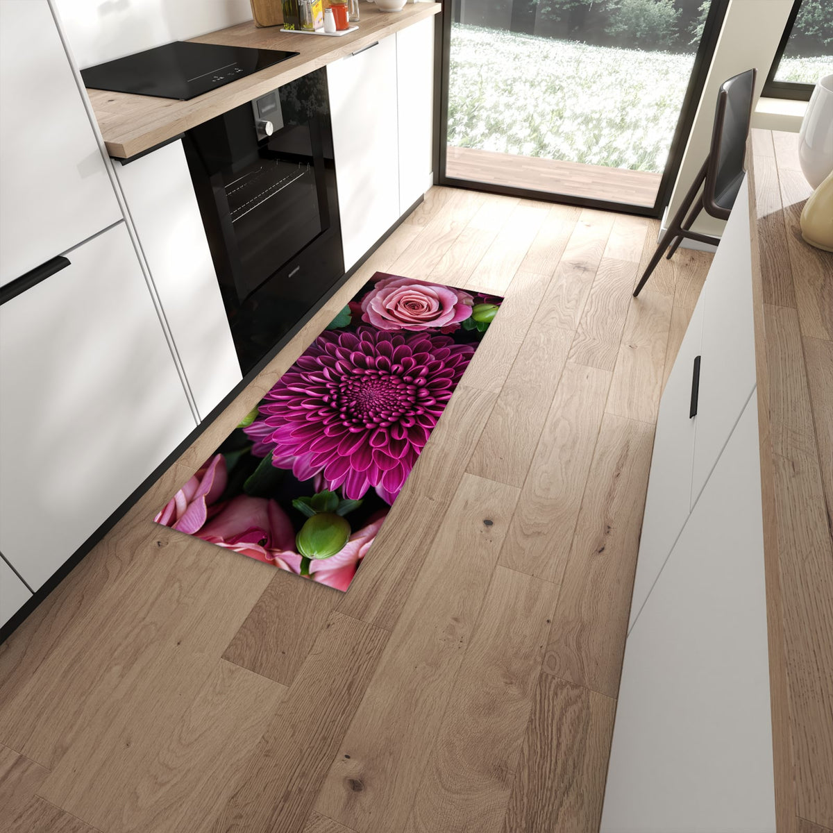 Abwischen statt waschen – Küchenläufer - Magenta Chrysantheme