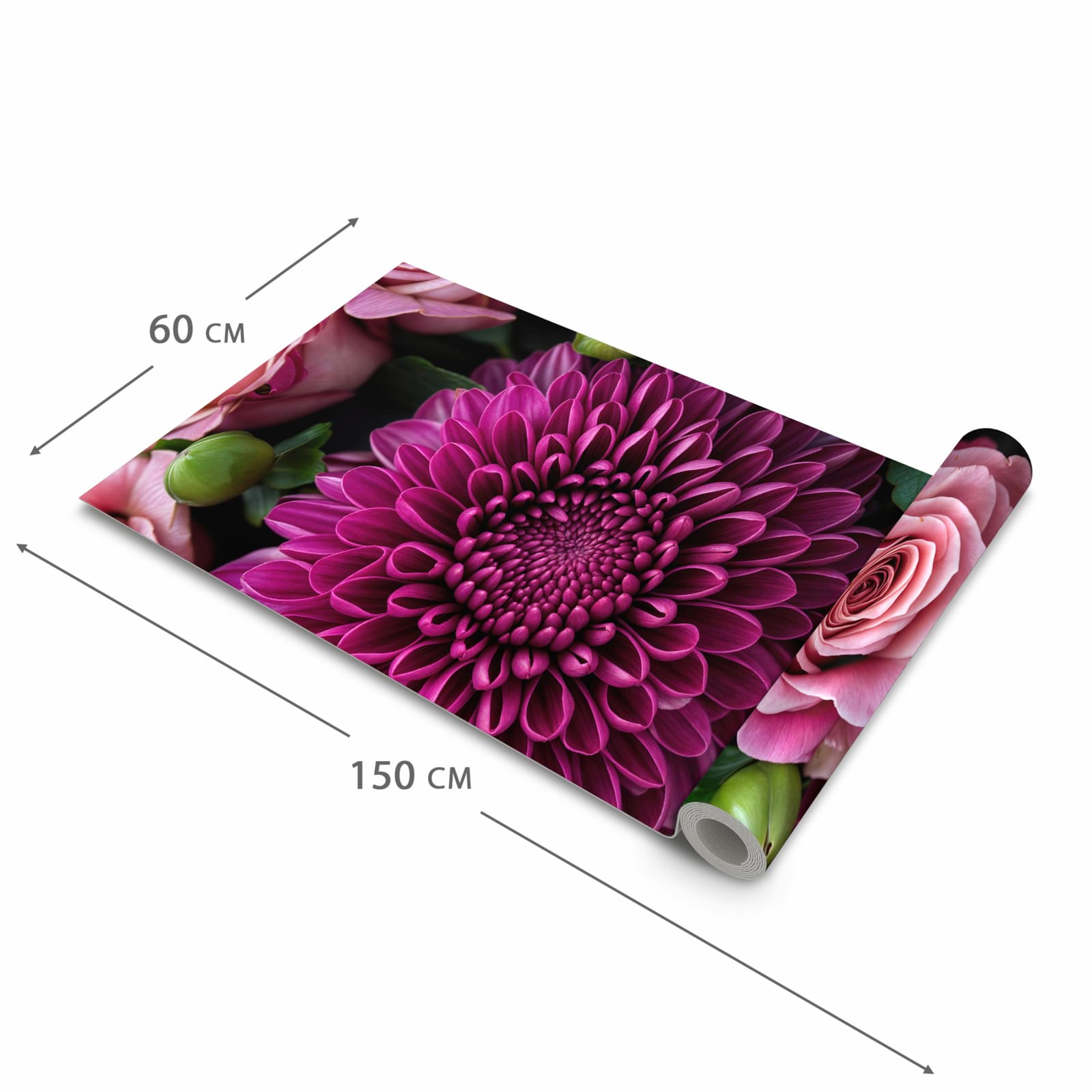 Flacher Küchenläufer nach Maß mit Motiv Stille Blumenarrangement in der Größe 90x180 cm