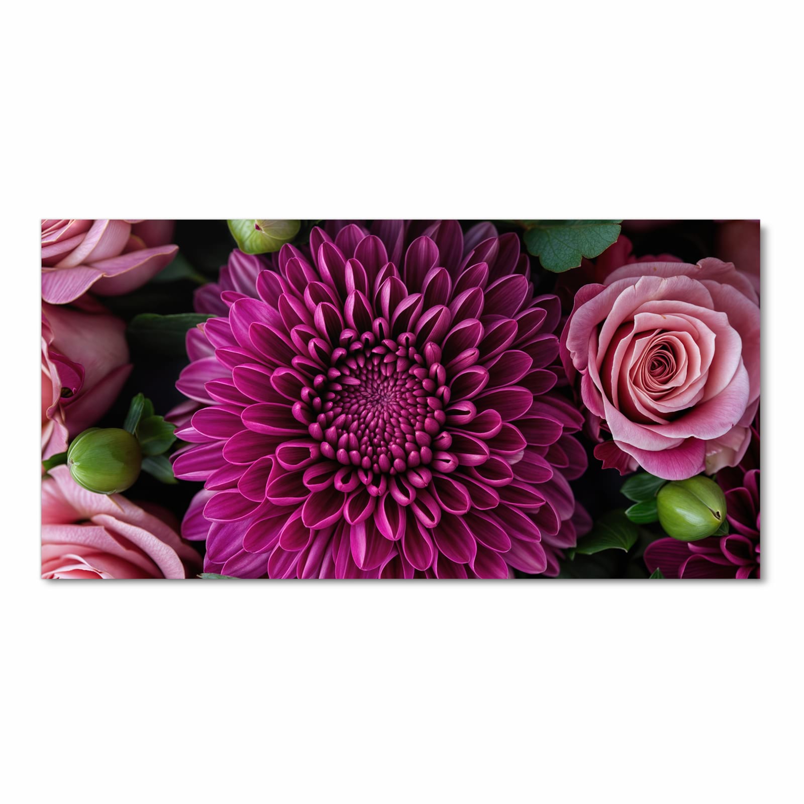 Bodenläufer mit Motiv Stille Blumenarrangement in Frontansicht für Ordnung & Übersicht