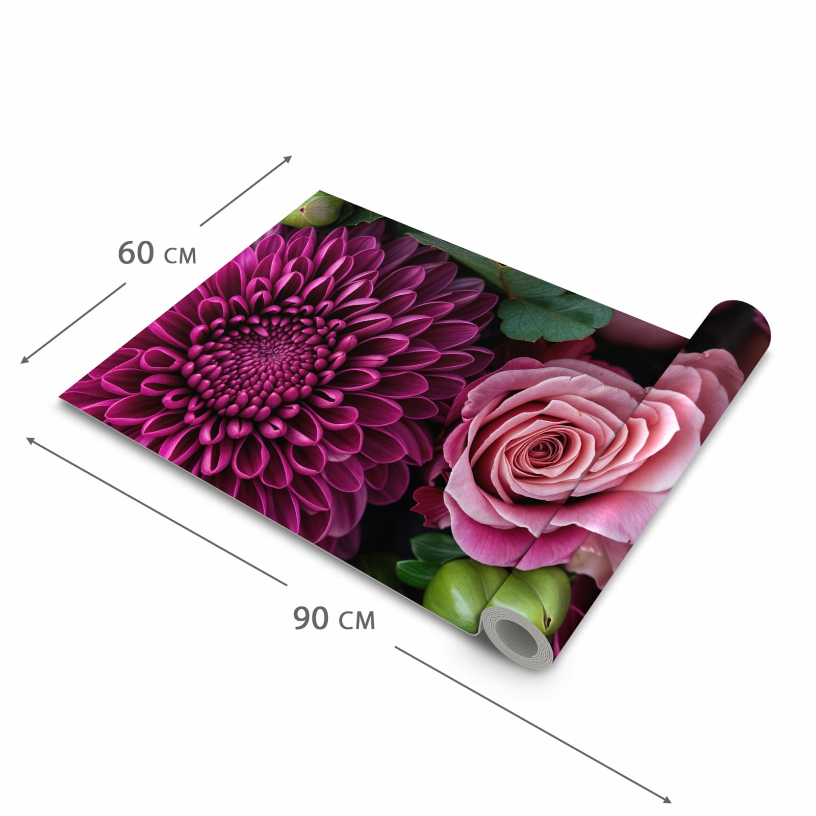 Küchenteppich mit Motiv Stille Blumenarrangement in der Grösse 90x180 cm für angenehme Haptik