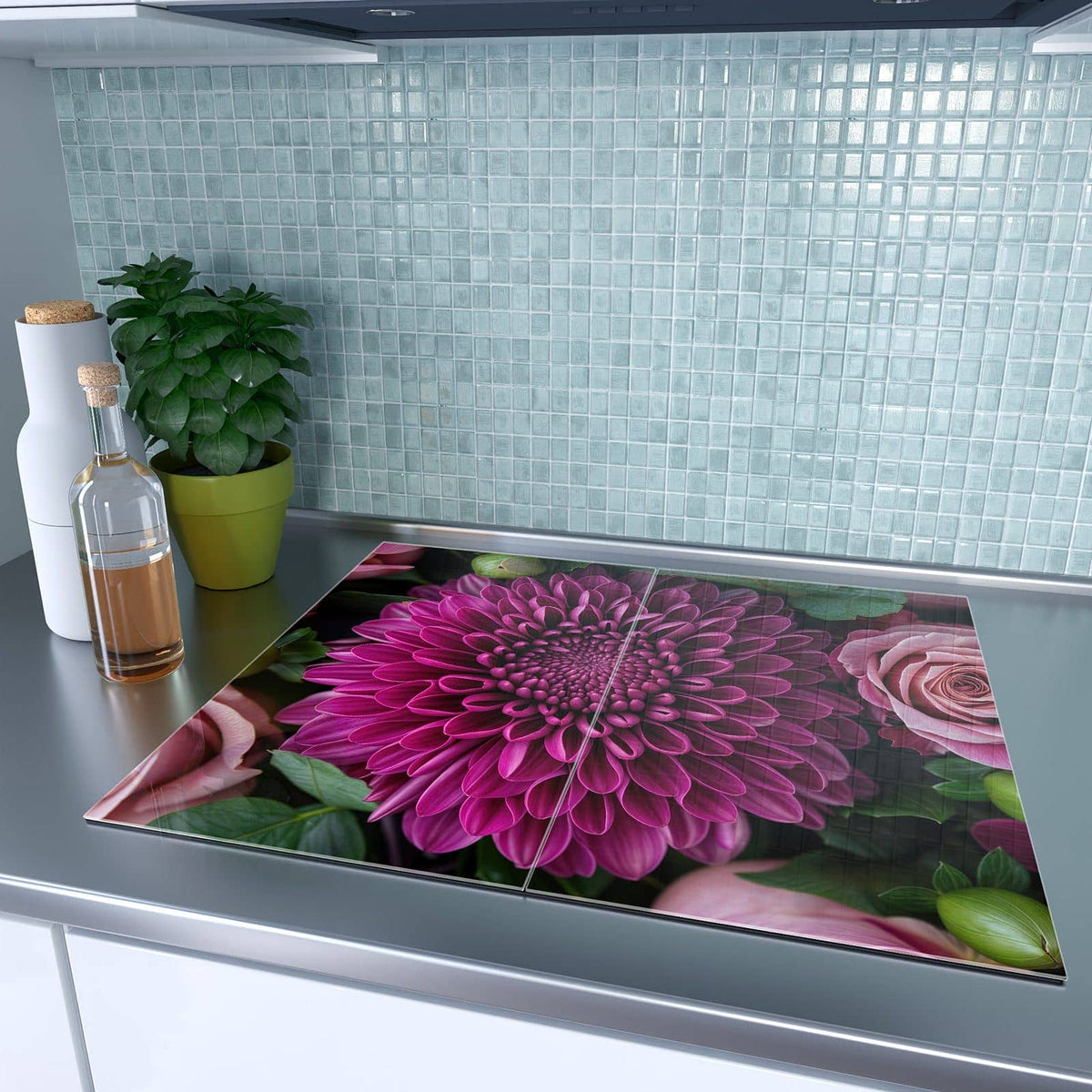 Herdabdeckplatte Magenta Chrysantheme – Magentafarbene Chrysantheme ganz nah