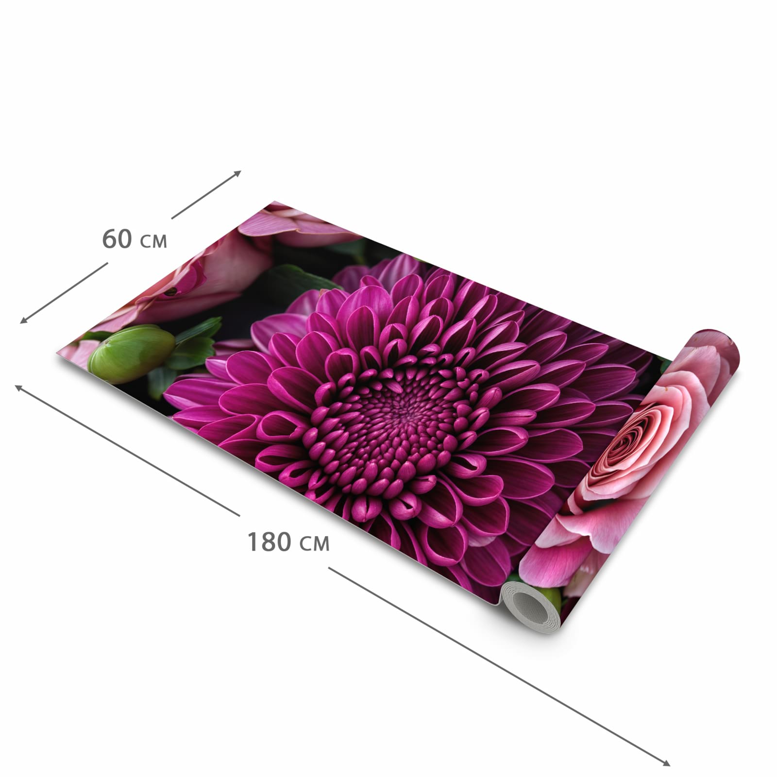 Pflegeleichter Küchenläufer mit Motiv Stille Blumenarrangement in der Grösse 90x180 cm zum Waschen