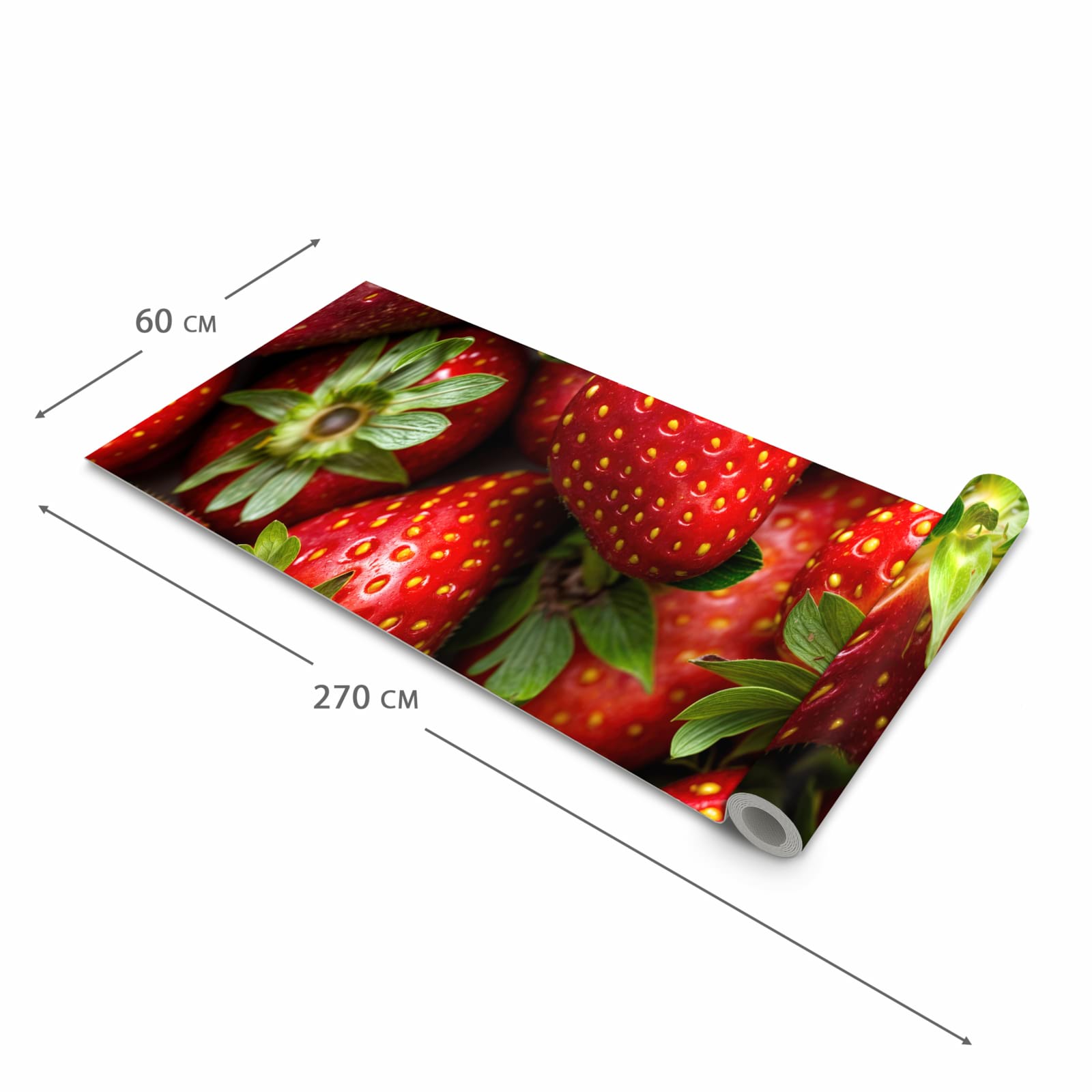 Zeitsparender waschbarer Küchenteppich mit Motiv Frische Erdbeeren in der Grösse 80x300 cm