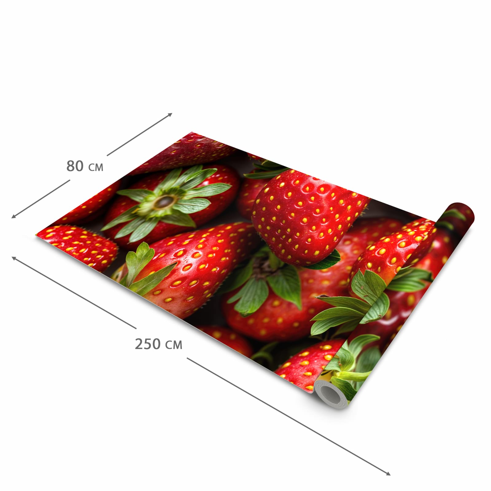 Rutschfester Küchenläufer mit Motiv Frische Erdbeeren in der Grösse 90x180 cm für Trittkomfort