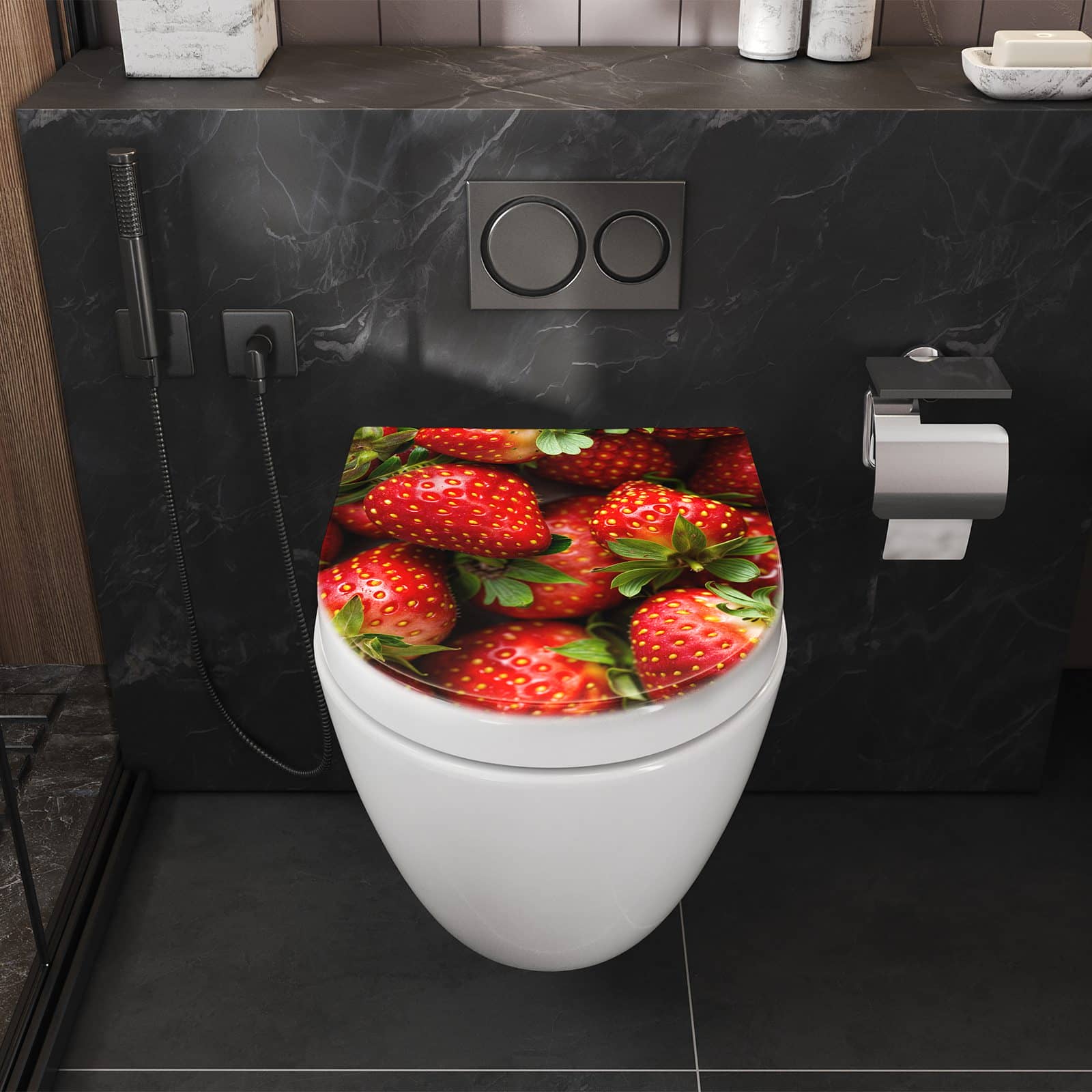 WC-Sitz mit Absenkautomatik Frische Erdbeeren