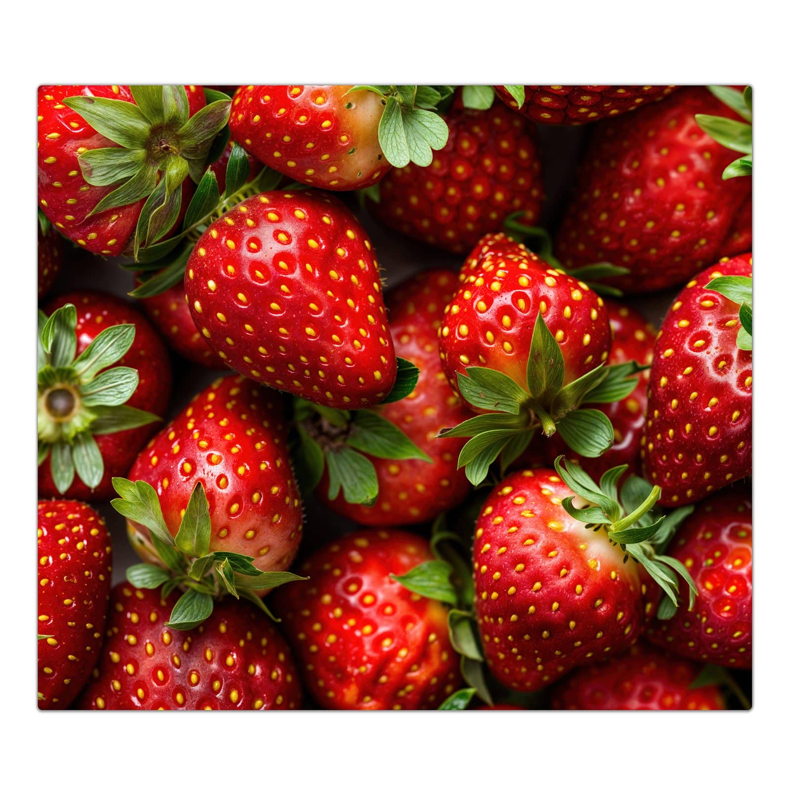 1-teilige Ceranfeldabdeckung mit Frische Erdbeeren-Motiv in der Frontansicht #grösse_1-Teilig (60x52cm)