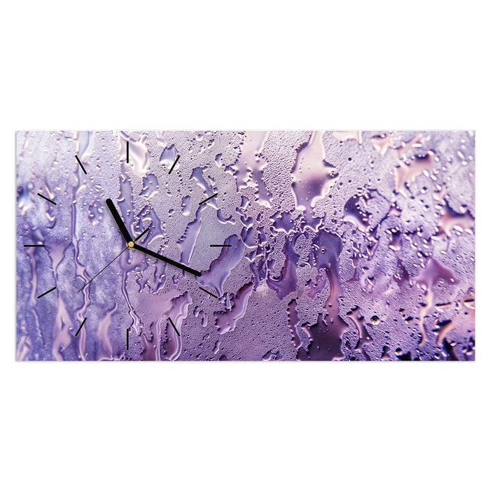 Wanduhr Rauchige Tropfen aus Glas – Querformat 60 × 30 cm mit Ziffernblatt Linie