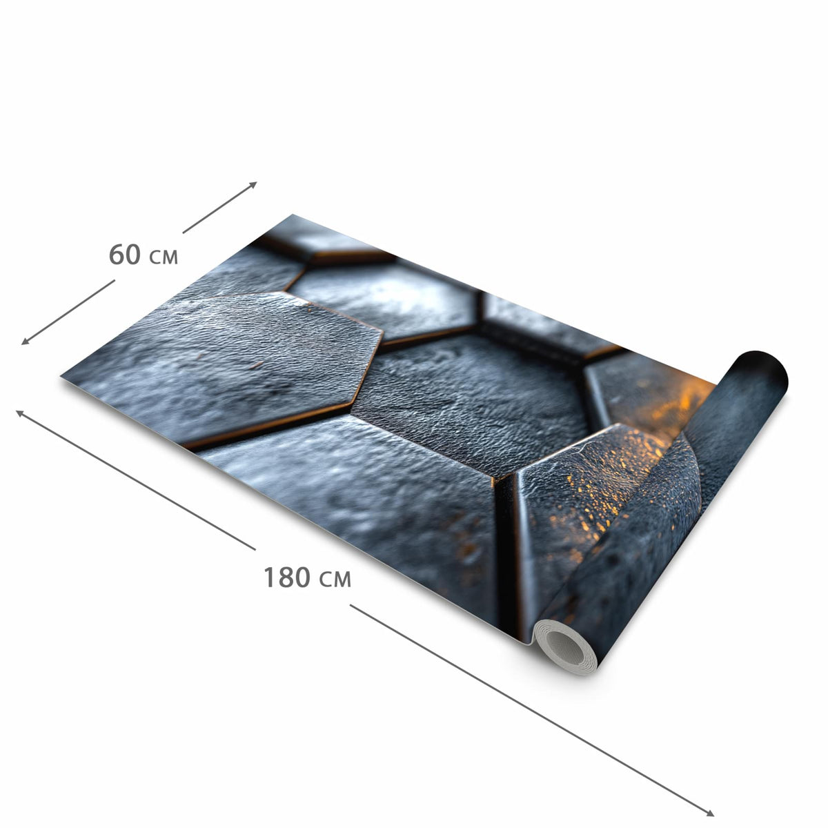 Zeitsparender Küchenläufer mit Motiv Hexagon Fliesenstrukur in der Grösse 80x300 cm