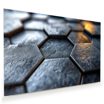 Wandbild mit dem Motiv Dunkle Hexagonfliesen