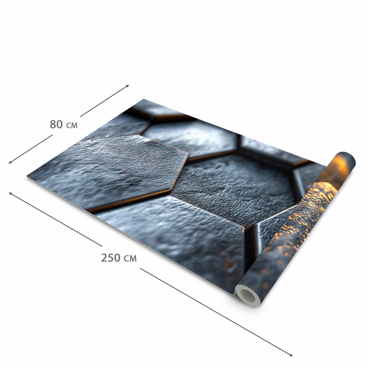 Fleckenresistenter waschbarer Läufer Küche mit Motiv Hexagon Fliesenstrukur in der Grösse 80x300 cm