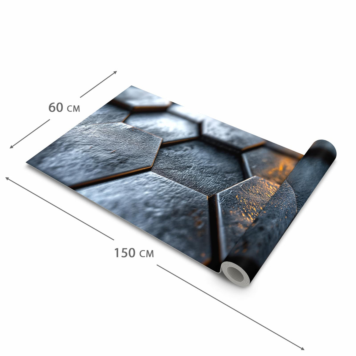 Küchenteppich mit Motiv Hexagon Fliesenstrukur in der Grösse 80x300 cm für sichere Aufbewahrung