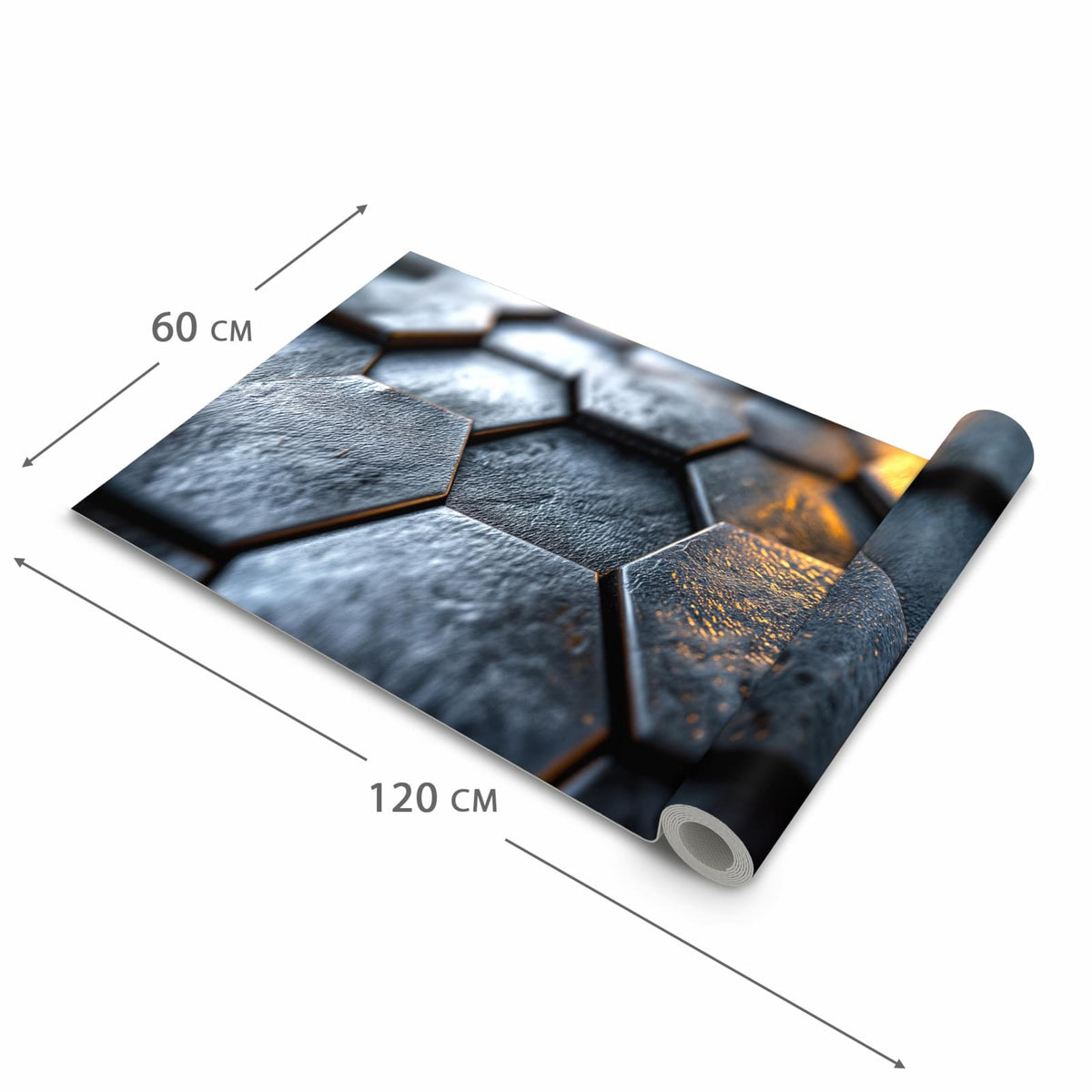 Formstabiler Küchenläufer mit Motiv Hexagon Fliesenstrukur in der Grösse 80x280 cm
