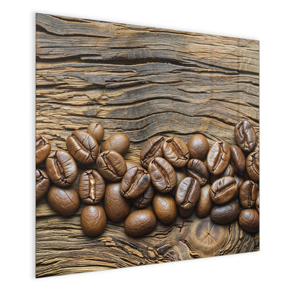 Magnettafel mit dem Motiv Kaffeebohnen auf Altholz