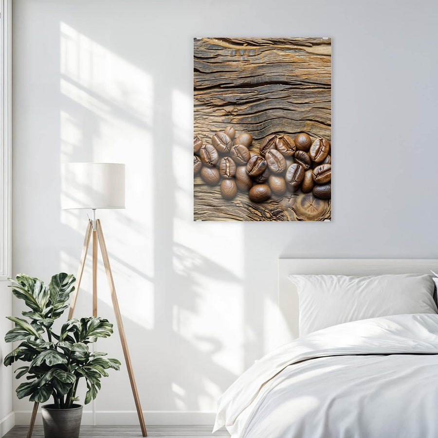 Maße Wandbild - Kaffeebohnen auf Altholz - Hochformat