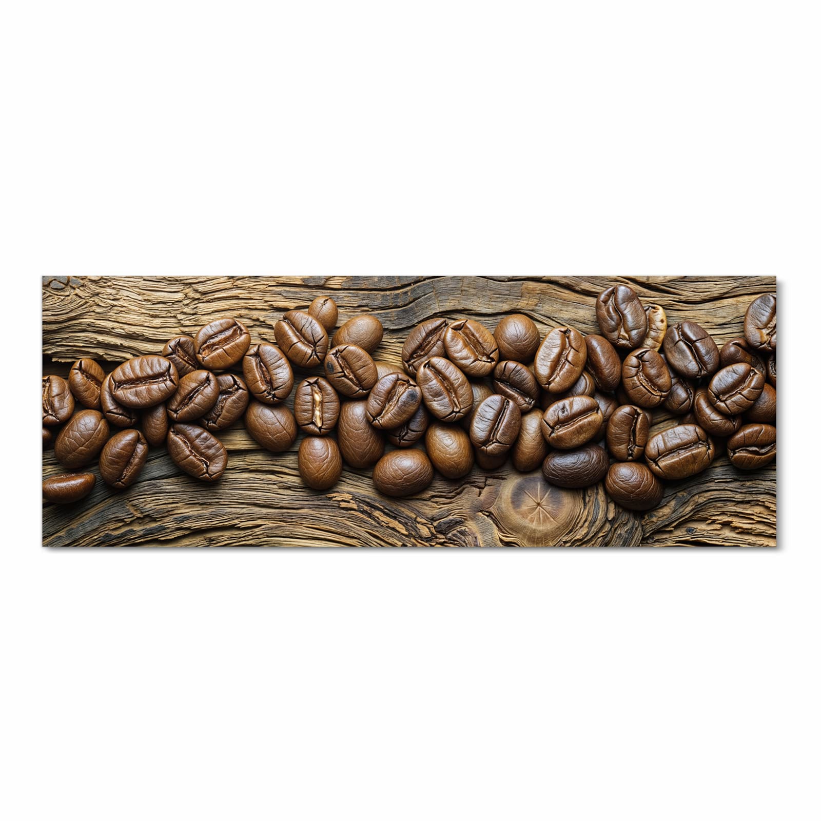 Fleckenresistenter großer Küchenteppich mit Motiv Kaffeebohnen Holz in Frontansicht