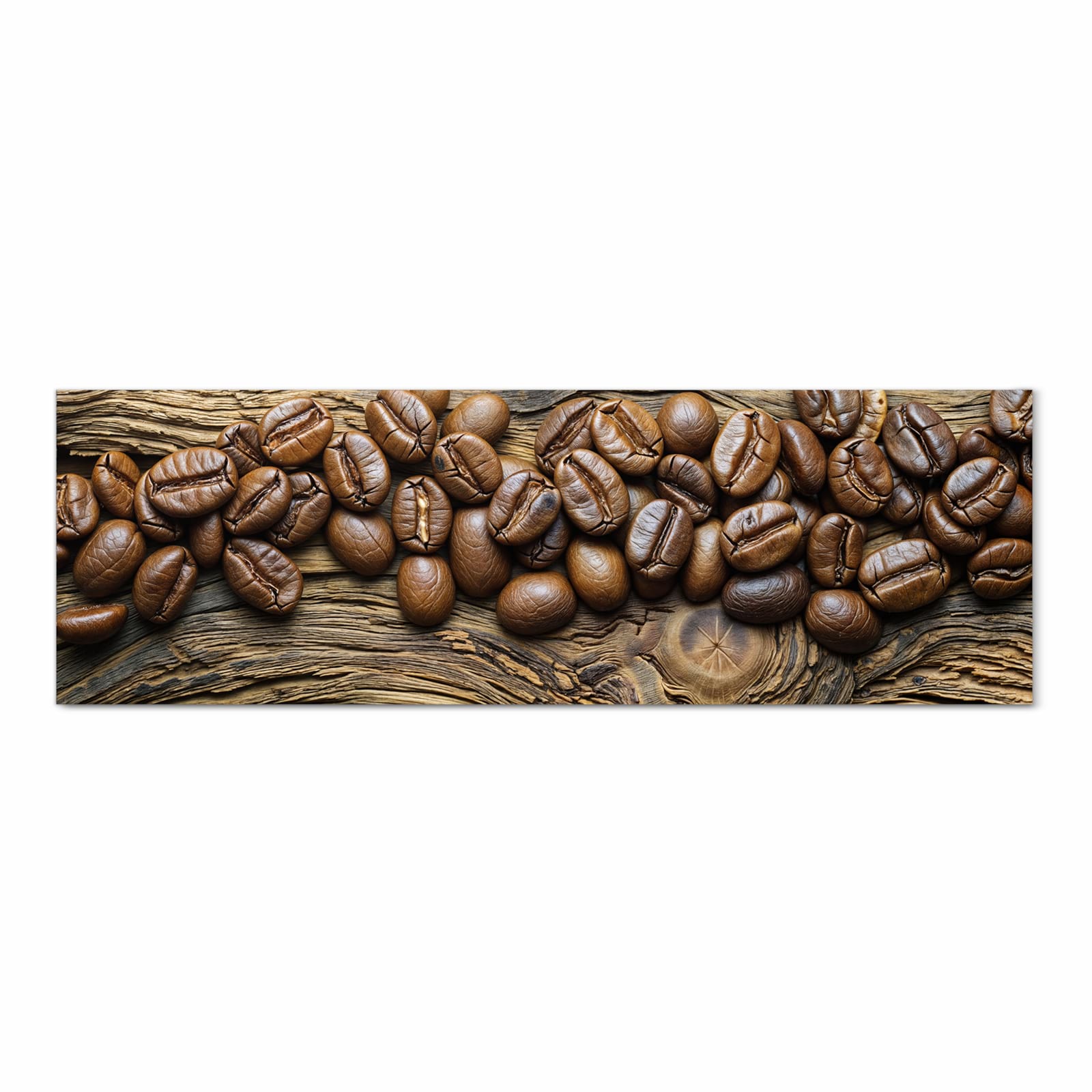 UV-beständiger Küchenteppich mit Motiv Kaffeebohnen Holz in Frontansicht