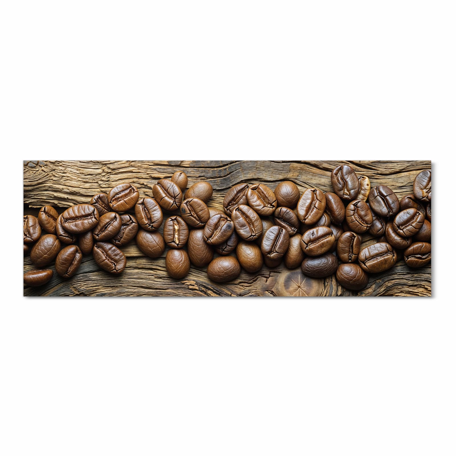 Formstabiler Bodenläufer Teppich mit Motiv Kaffeebohnen Holz in Frontansicht