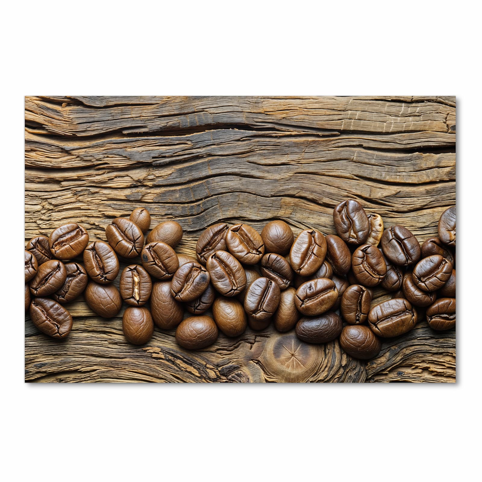 Abriebfester rutschfester Küchenteppich mit Motiv Kaffeebohnen Holz in Frontansicht