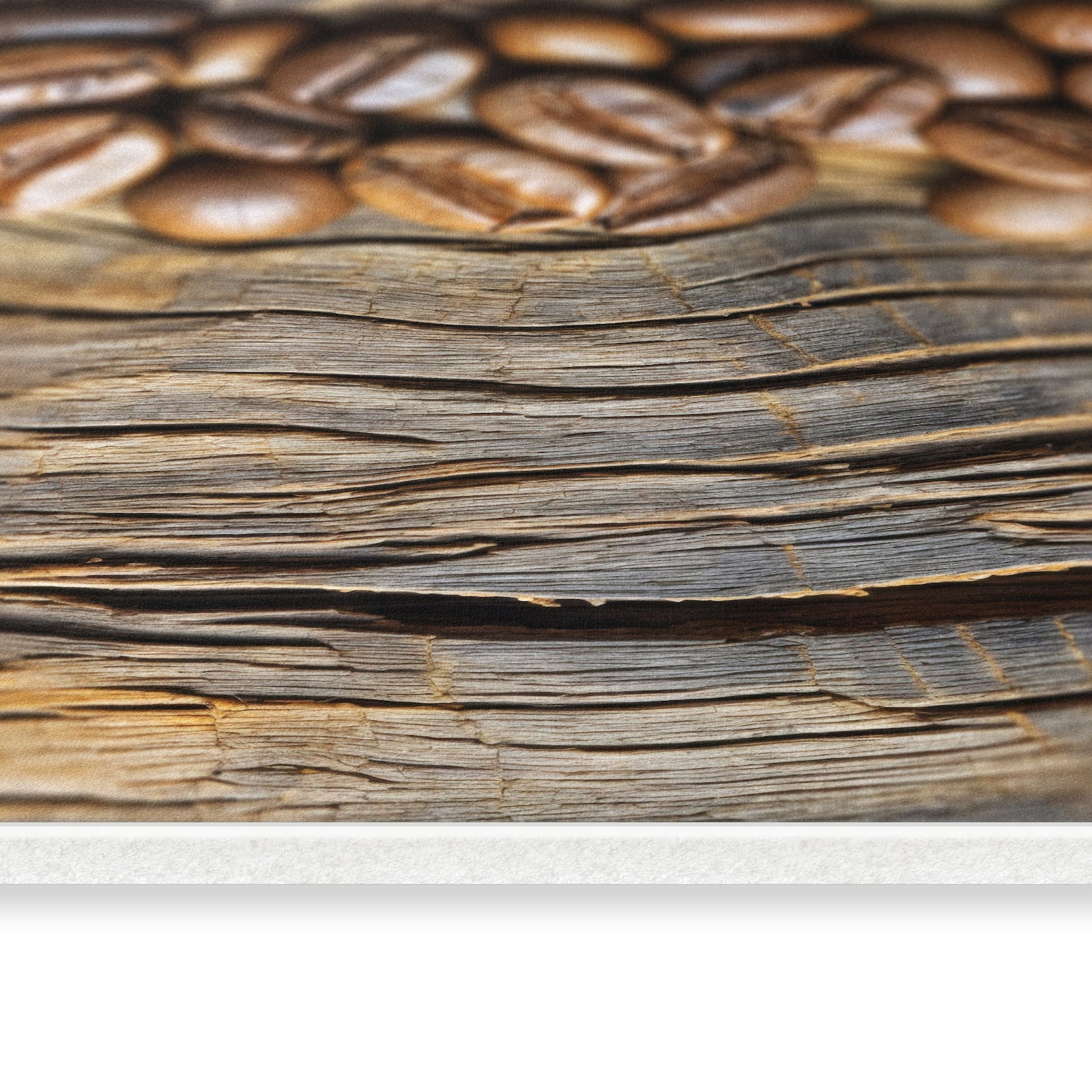 Hygienischer Küchenteppich mit Motiv Kaffeebohnen Holz in seitlicher Ansicht