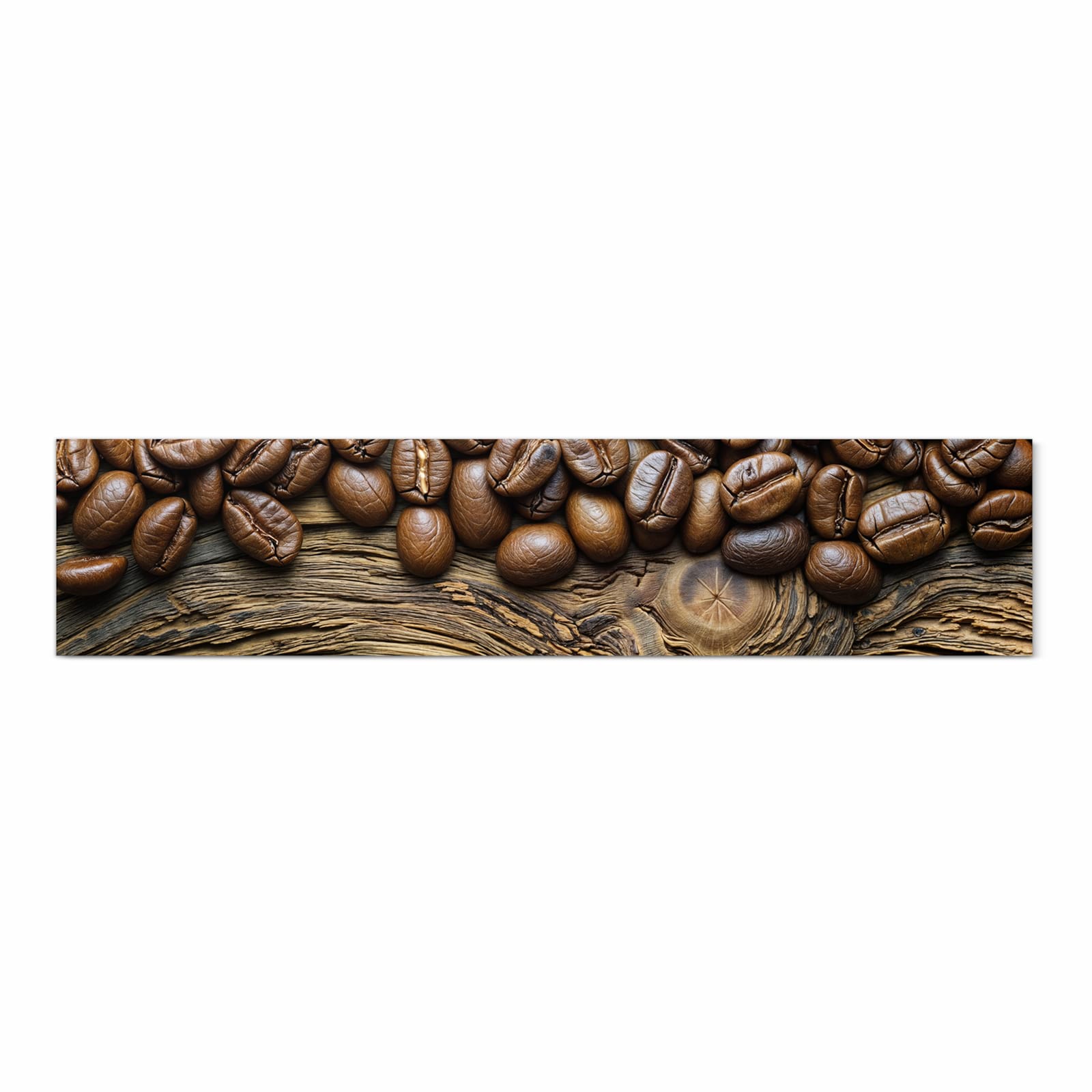 Zeitsparender waschbarer Küchenteppich mit Motiv Kaffeebohnen Holz in Frontansicht