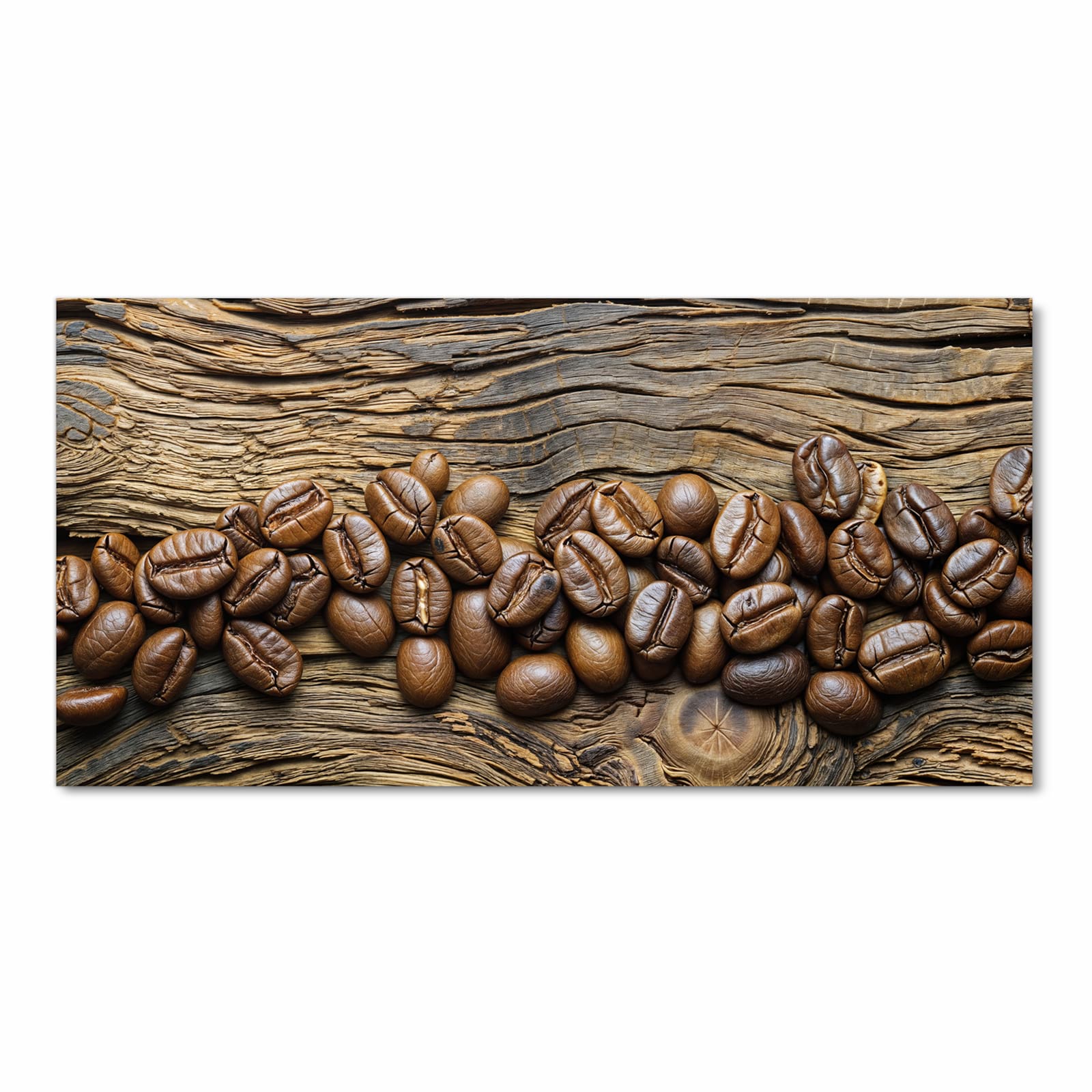 Bodenschonender rutschfester Küchenteppich mit Motiv Kaffeebohnen Holz in Frontansicht