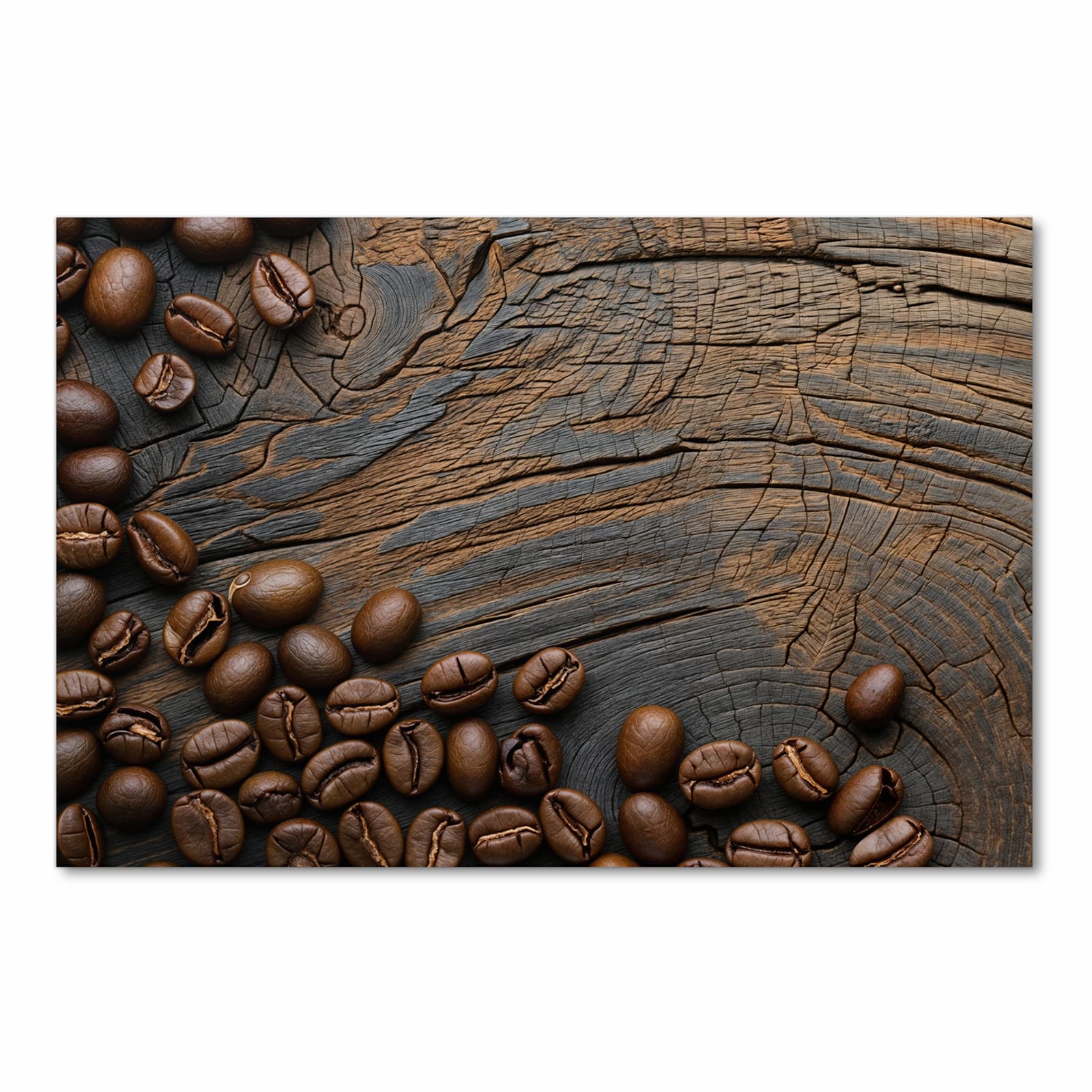 Langlebiger dünner Küchenteppich mit Motiv Kaffeebohnenholz in Frontansicht