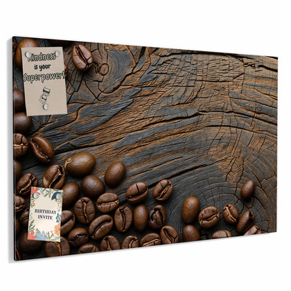 Metall Magnettafel mit dem Motiv Bohnenrahmen auf Holz